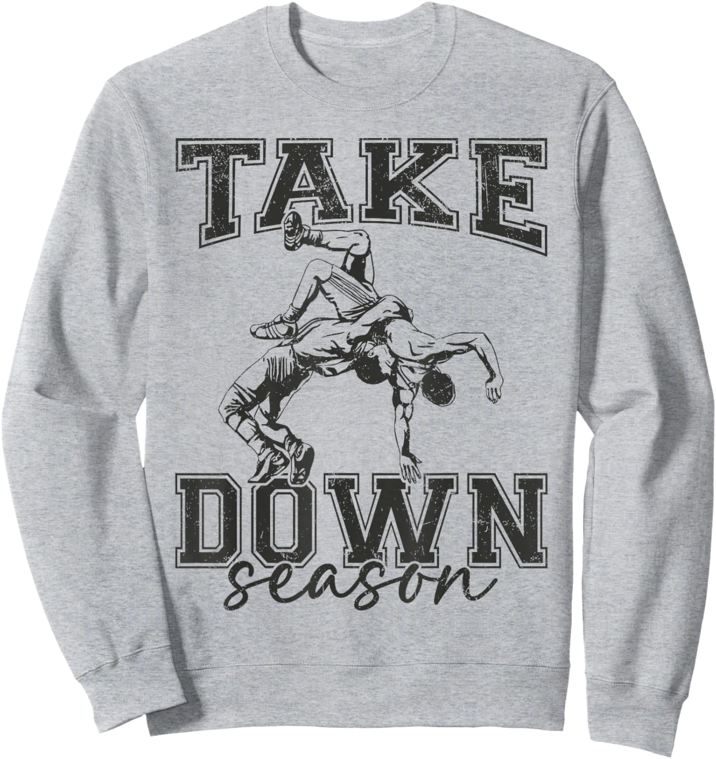 Vintage Take Down Season Wrestling Men Women Kids Sweatshirt - Sweatshirt | Ash