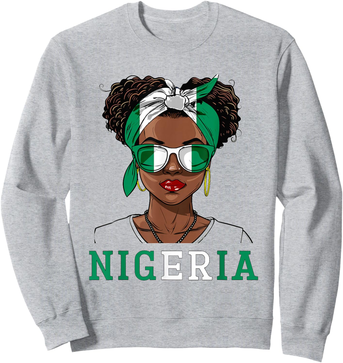 Nigeria Flag Outfit for Woman Decor Souvenirs Nigerian Sweatshirt - Sweatshirt | Ash