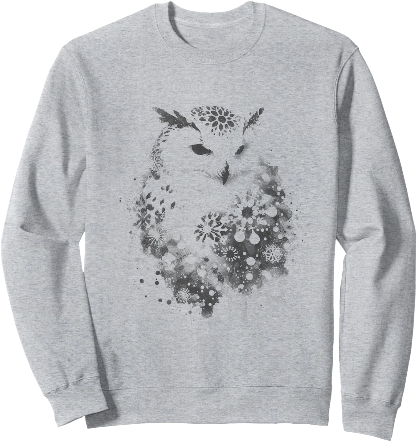 Abstract Snowy Owl Drawing Art Design Sweatshirt - Sweatshirt | Ash