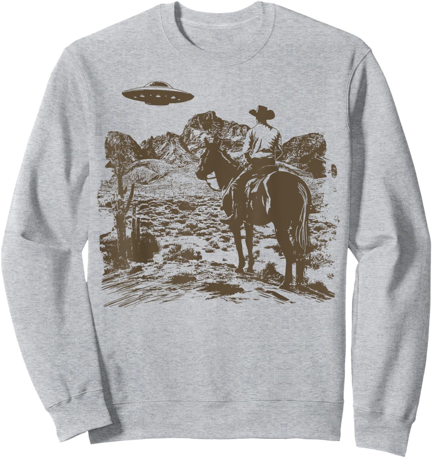Ufo Western Cowboy Sweatshirt - Sweatshirt | Ash