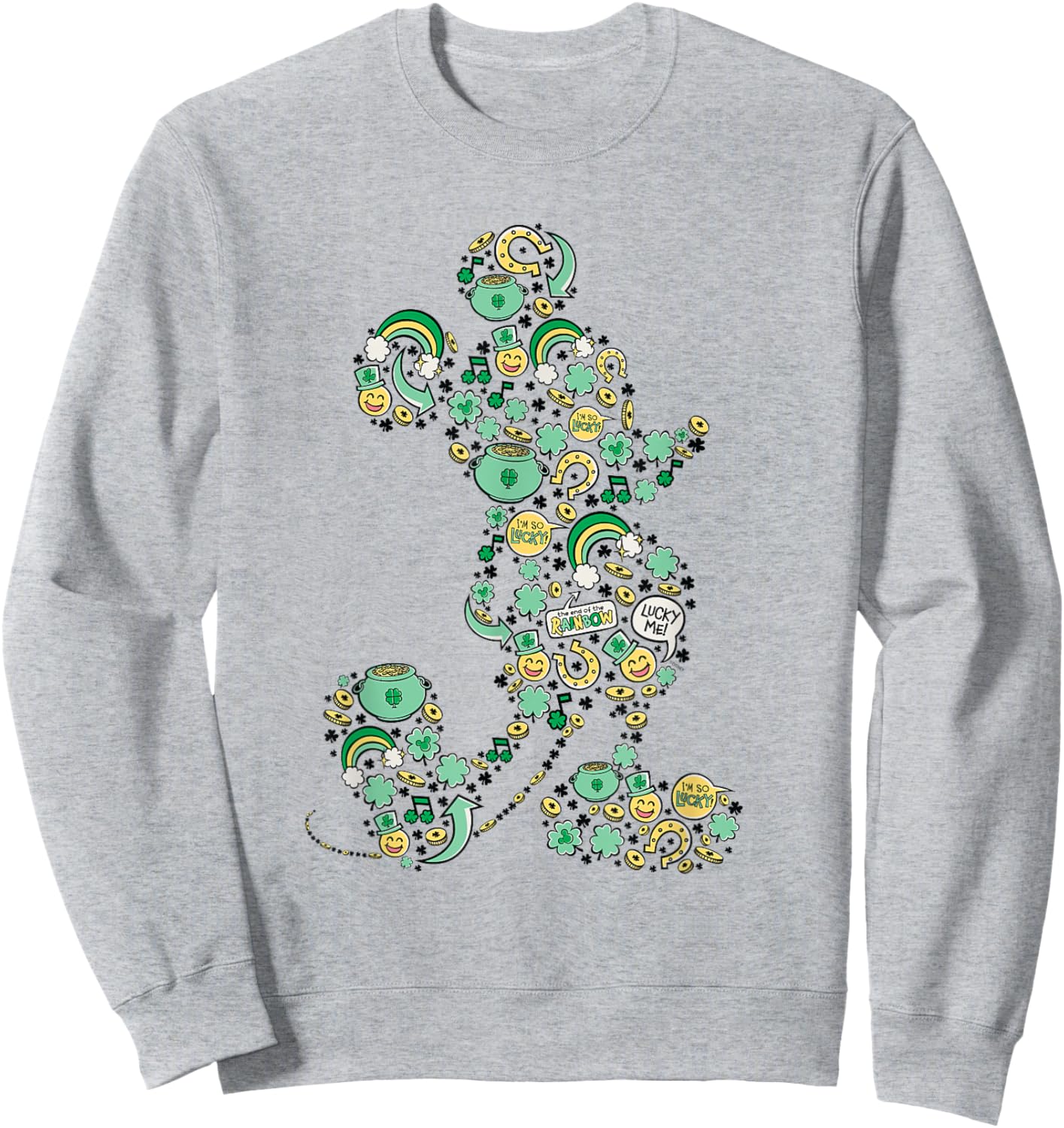NEW Disney Mickey St. Patrick's Day Lucky Icons Silhouette Sweatshirt - Sweatshirt | Ash