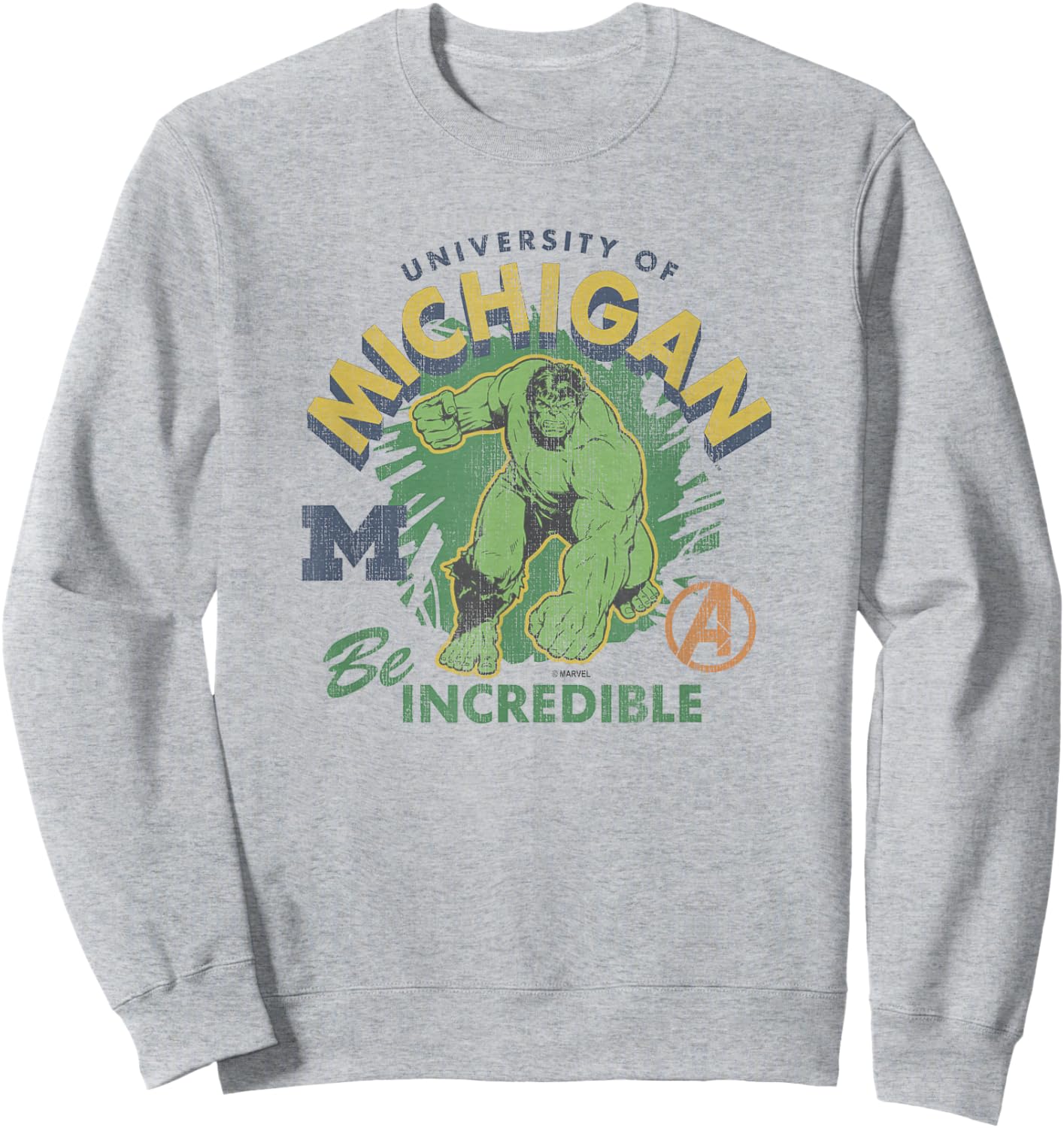 Michigan Wolverines Hulk Vintage Marvel Gray Sweatshirt - Sweatshirt | Ash