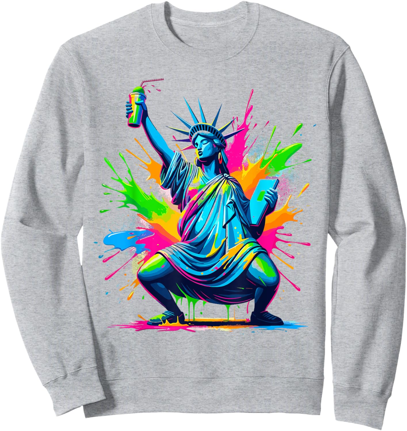 Soca Statue Of Liberty Dancing New York Dutty Mess Fete Sweatshirt - Sweatshirt | Ash
