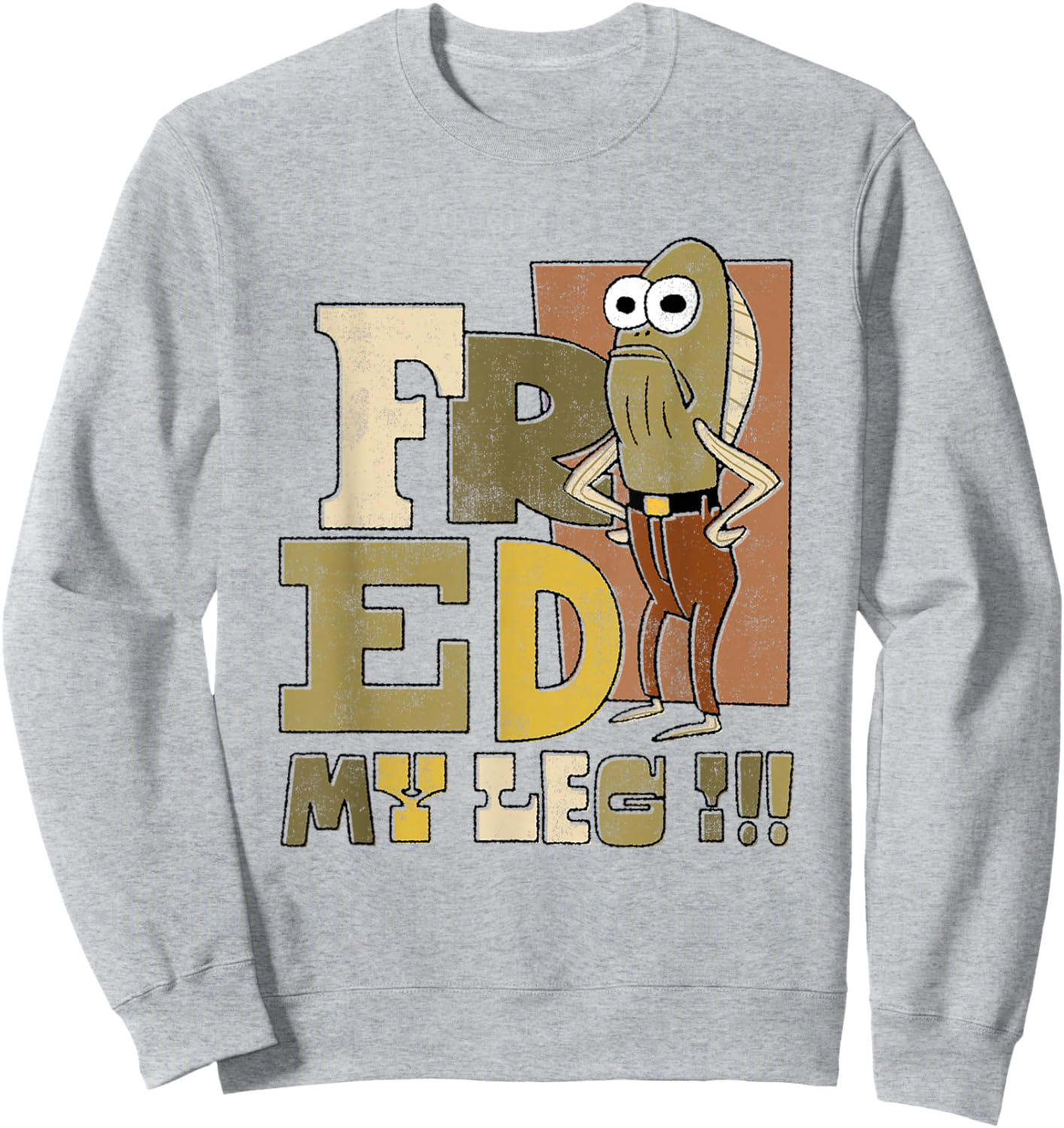 SpongeBob SquarePants Fred My Leg!!! Distressed Portrait Sweatshirt - Sweatshirt | Ash