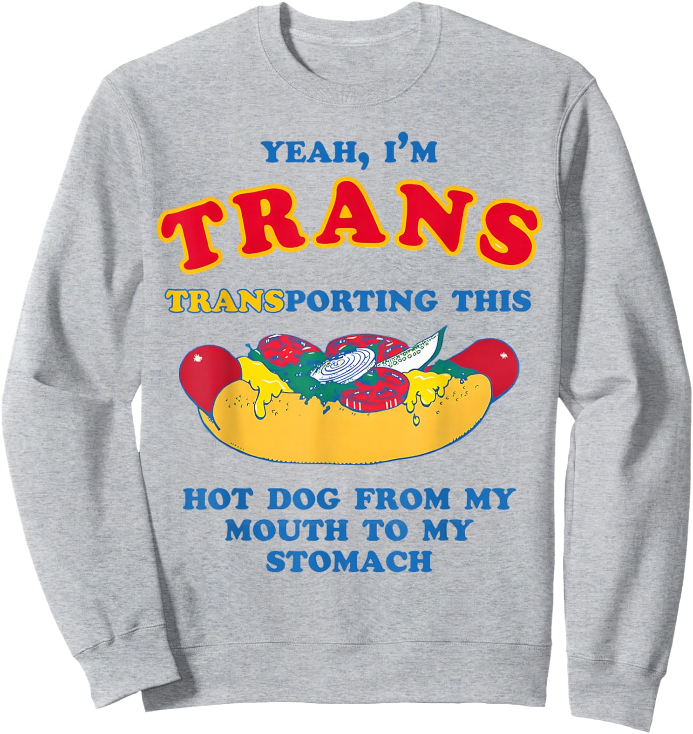 Yeah I'm Trans Transporting This Hot Dog LGBTQ Gay Lesbian Sweatshirt - Sweatshirt | Ash