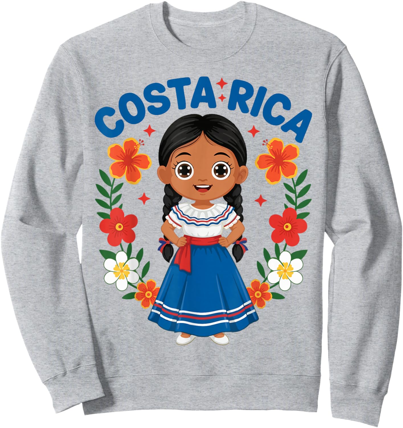 Costa Rica Costa Rican Girl Traditional Dress Heritage Sweatshirt - Sweatshirt | Ash