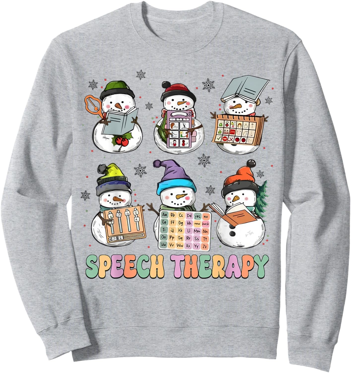 Cute Speech Therapy Christmas Snowman SLP Speech Pathologist Sweatshirt - Sweatshirt | Ash