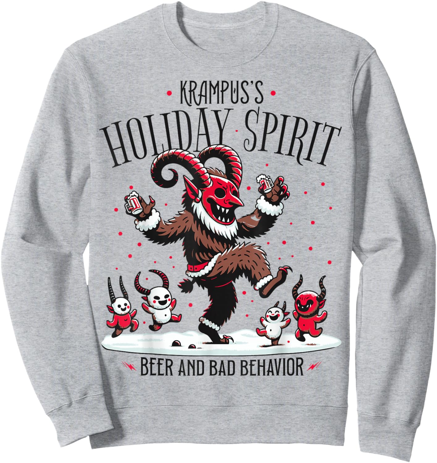 Krampus Holiday Spirit Design With Dancing Demons Sweatshirt - Sweatshirt | Ash