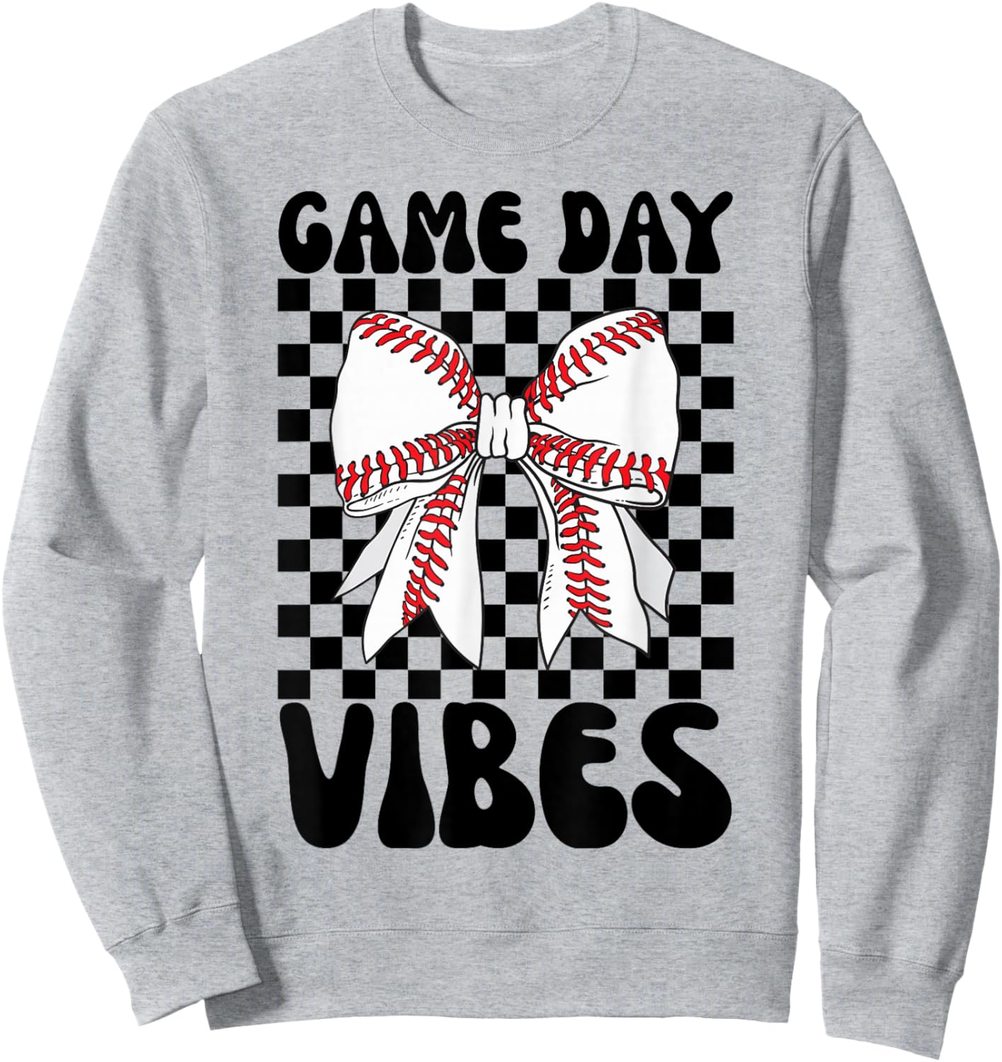Game Day Vibes Coquette Bow Baseball Mama Sweatshirt - Sweatshirt | Ash