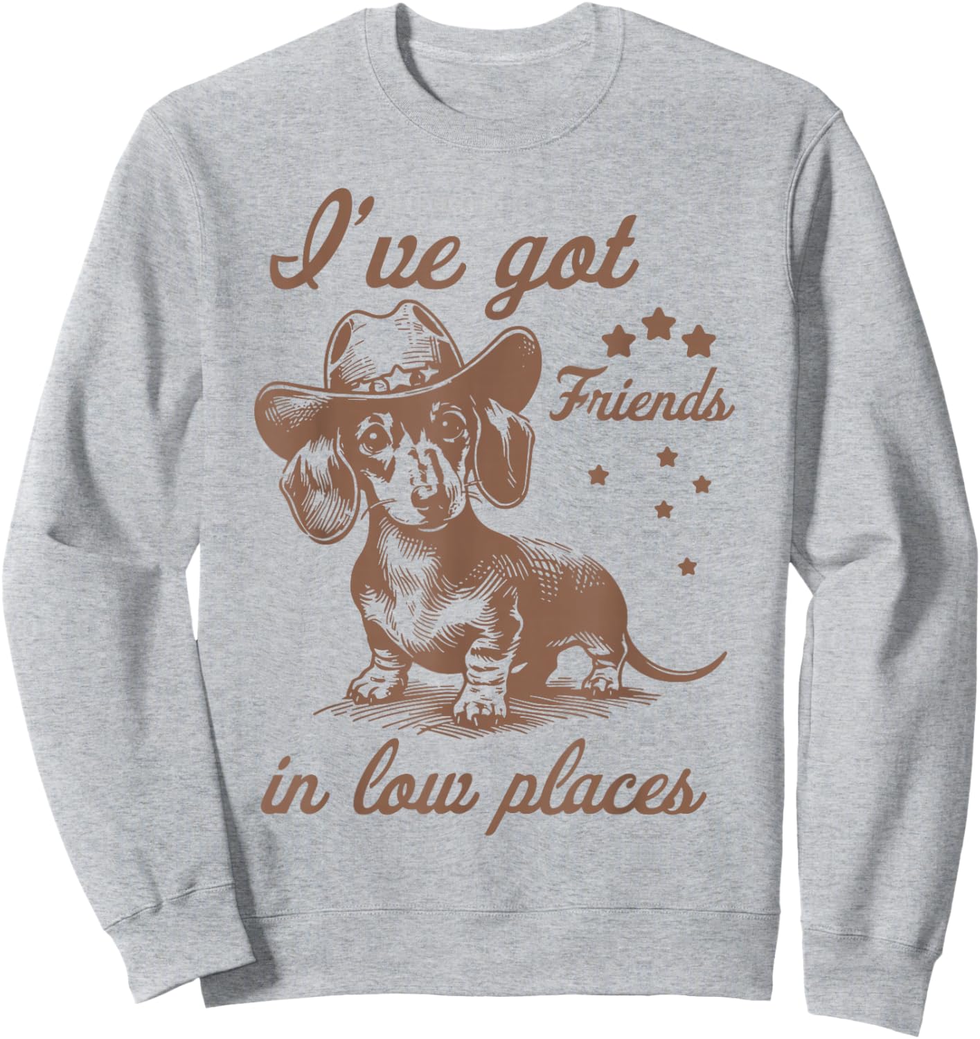 Retro I've Got Friends In Low Places Funny Dachshund Cowboy Sweatshirt - Sweatshirt | Ash
