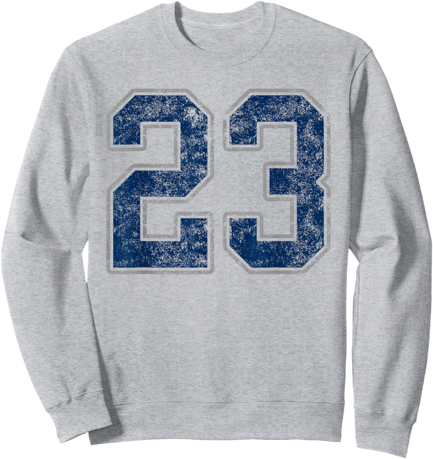 Number 23 Navy Silver White Grunge Player Jersey Fan Sweatshirt - Sweatshirt | Ash