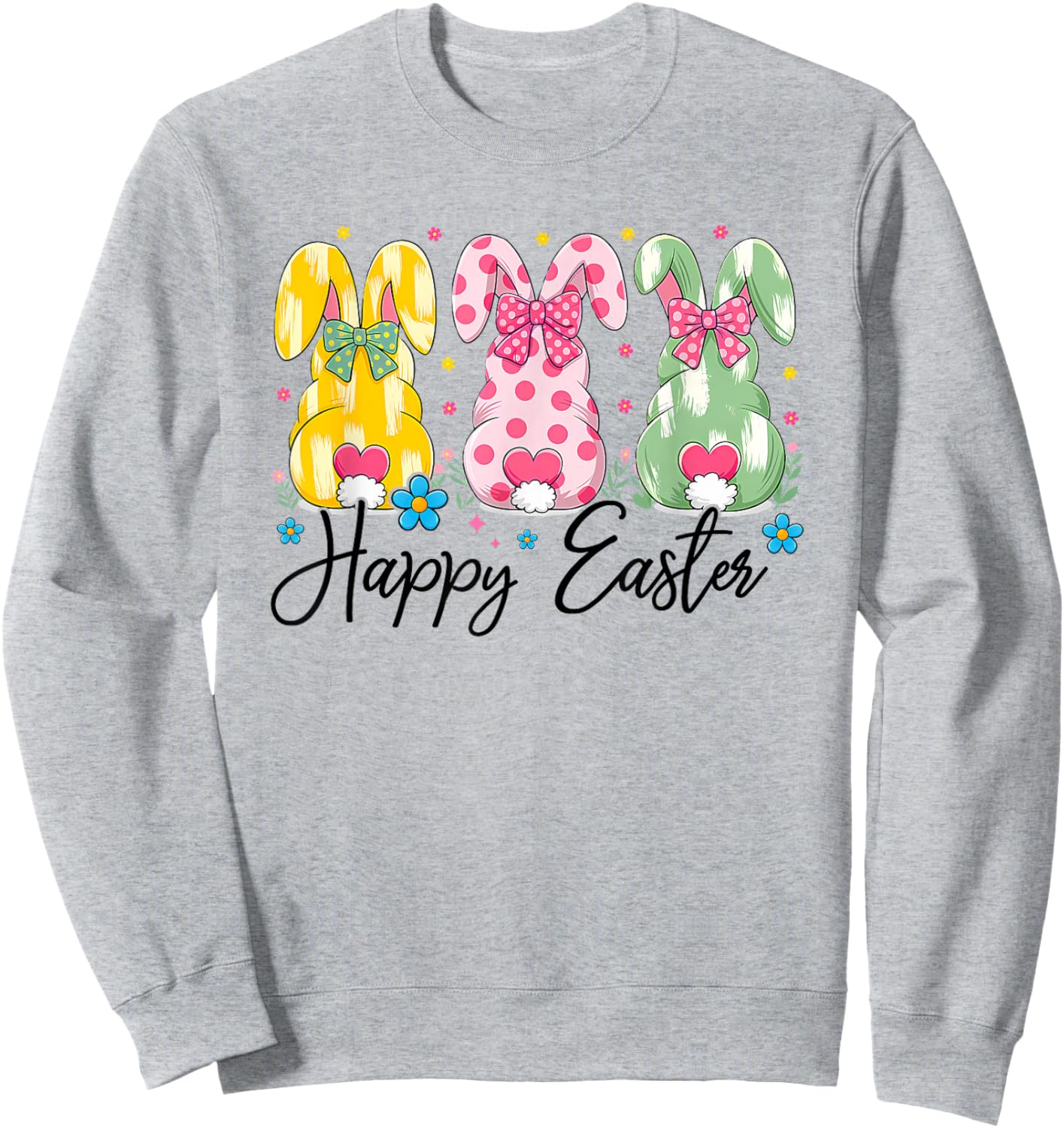 Happy Easter Cute Coquette Easter Bunny Rabbit Women Girl Sweatshirt - Sweatshirt | Ash