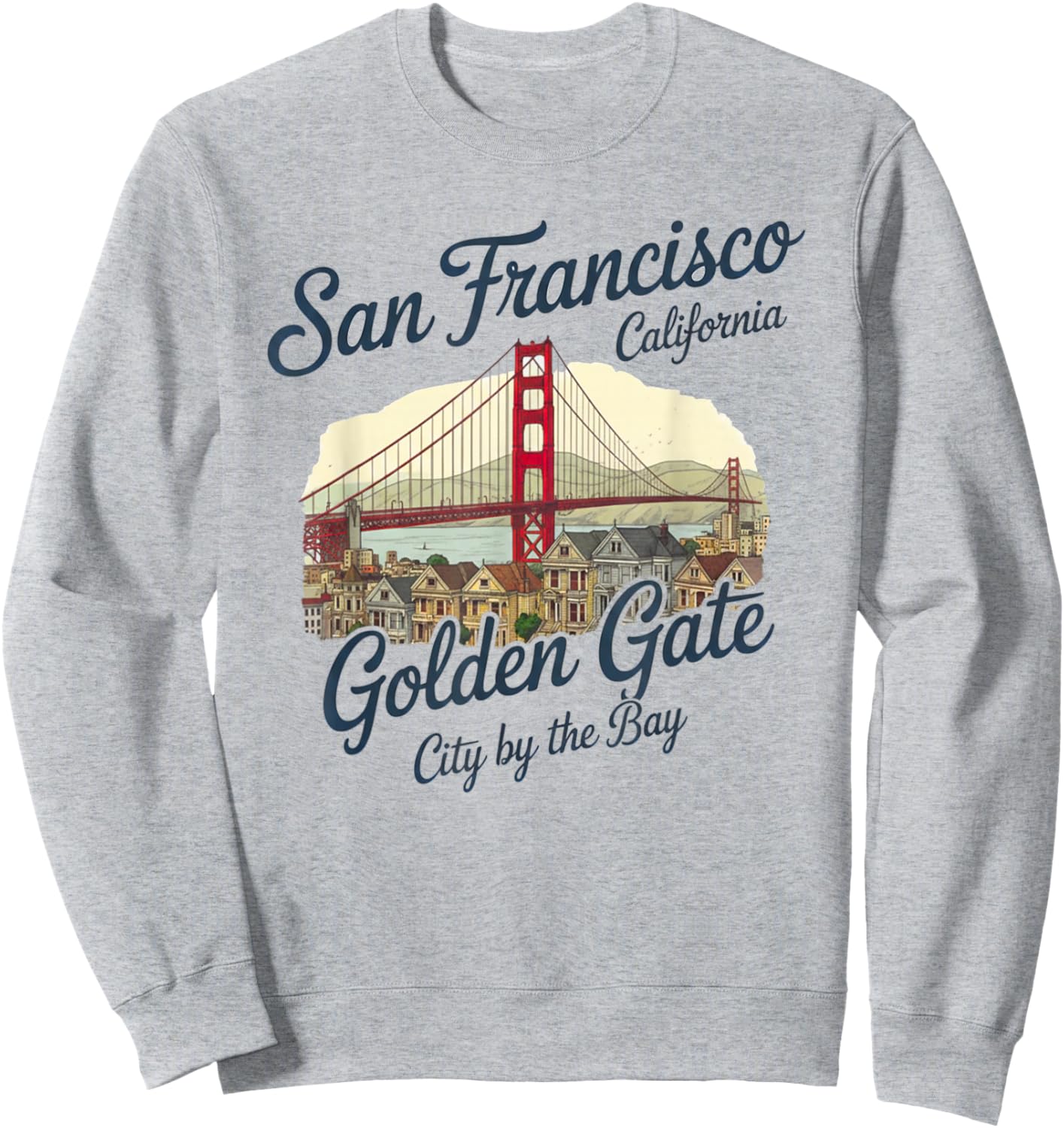 San Francisco Golden Gate Bridge City by The Bay Souvenir Sweatshirt - Sweatshirt | Ash
