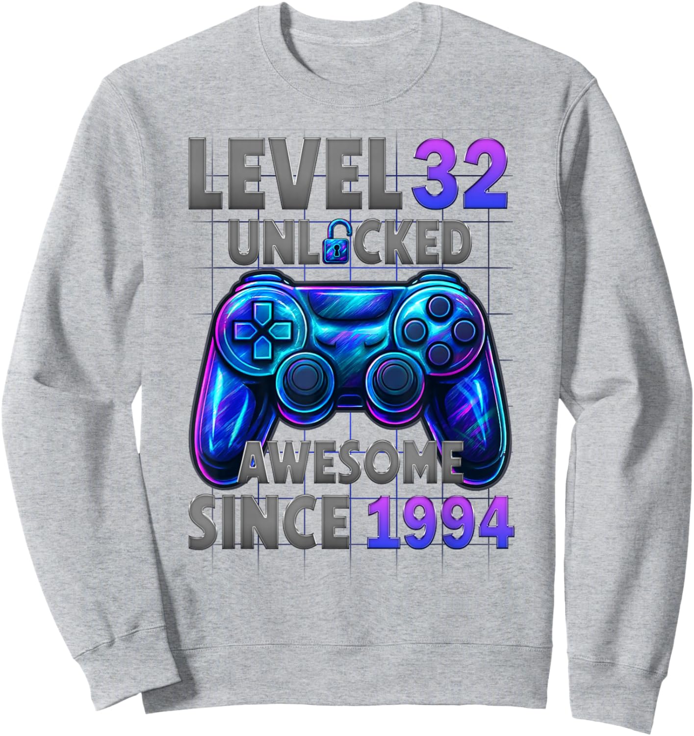 Level 32 Unlocked Awesome Since 1994 32nd Birthday Gaming Sweatshirt - Sweatshirt | Ash