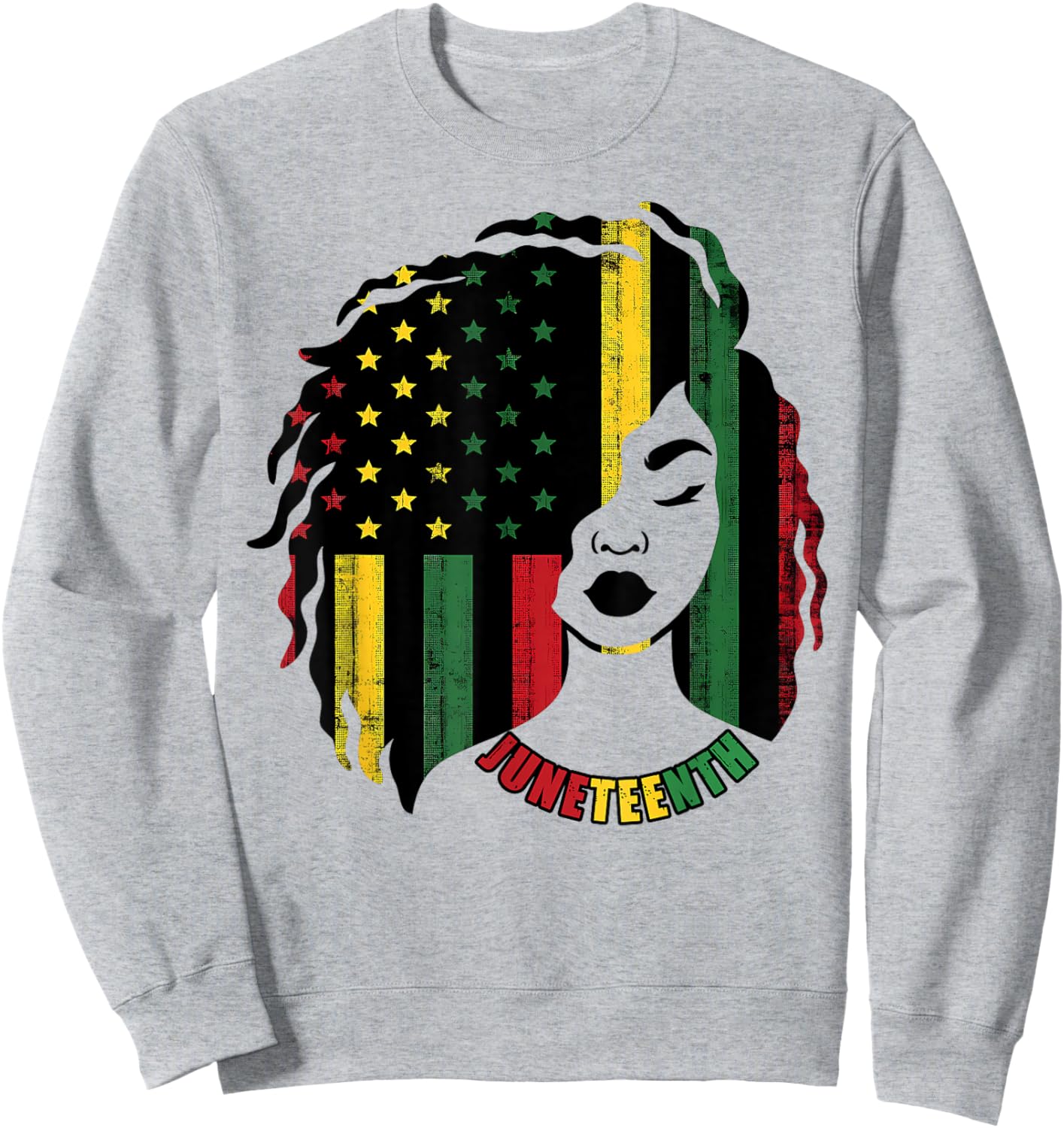 Juneteenth Black Women Girl Afro African Americans Flag Sweatshirt - Sweatshirt | Ash