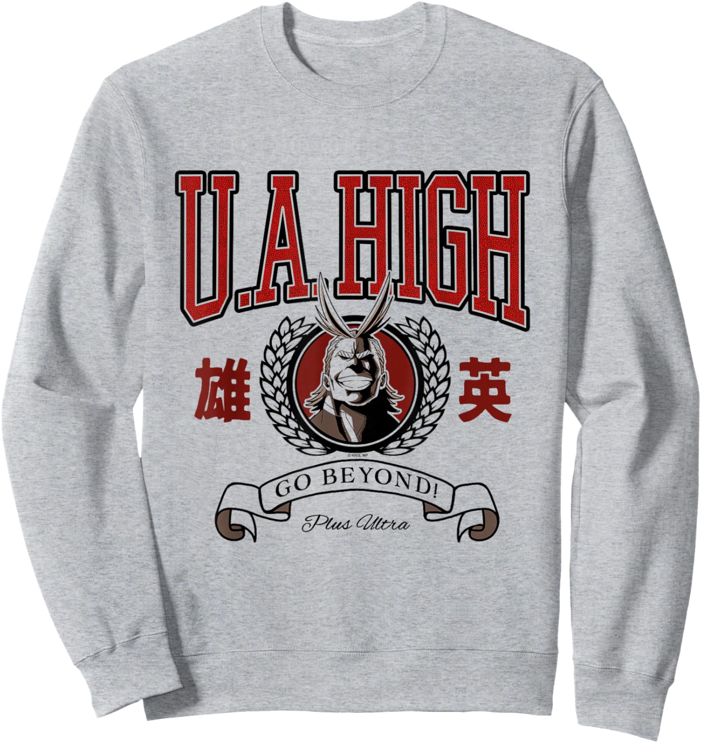 MHA U.A. High All Might Collegiate Seal Varsity Style Anime Sweatshirt - Sweatshirt | Ash