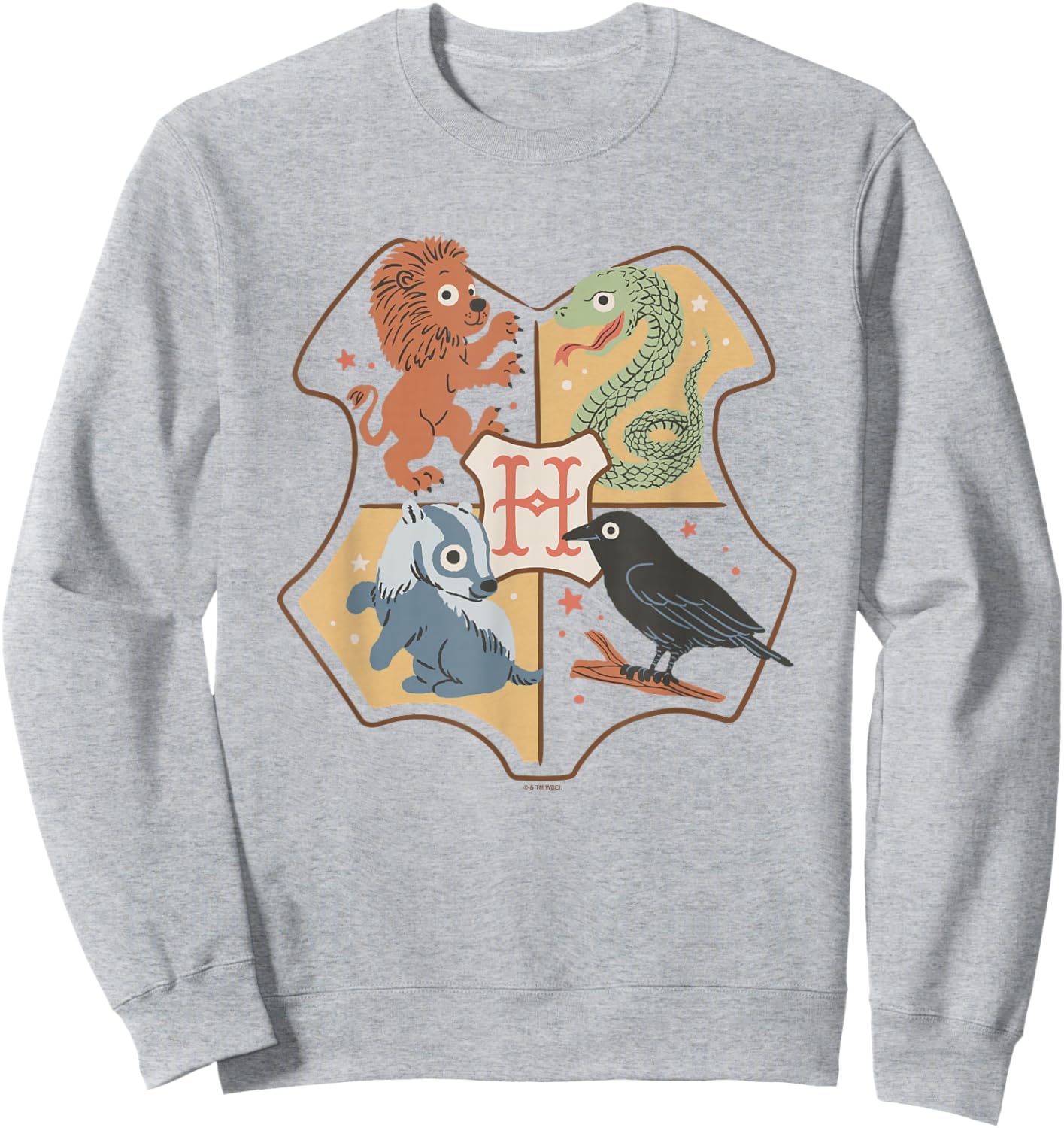 Harry Potter Hogwarts School Logo Chibi House Animals Sweatshirt - Sweatshirt | Ash