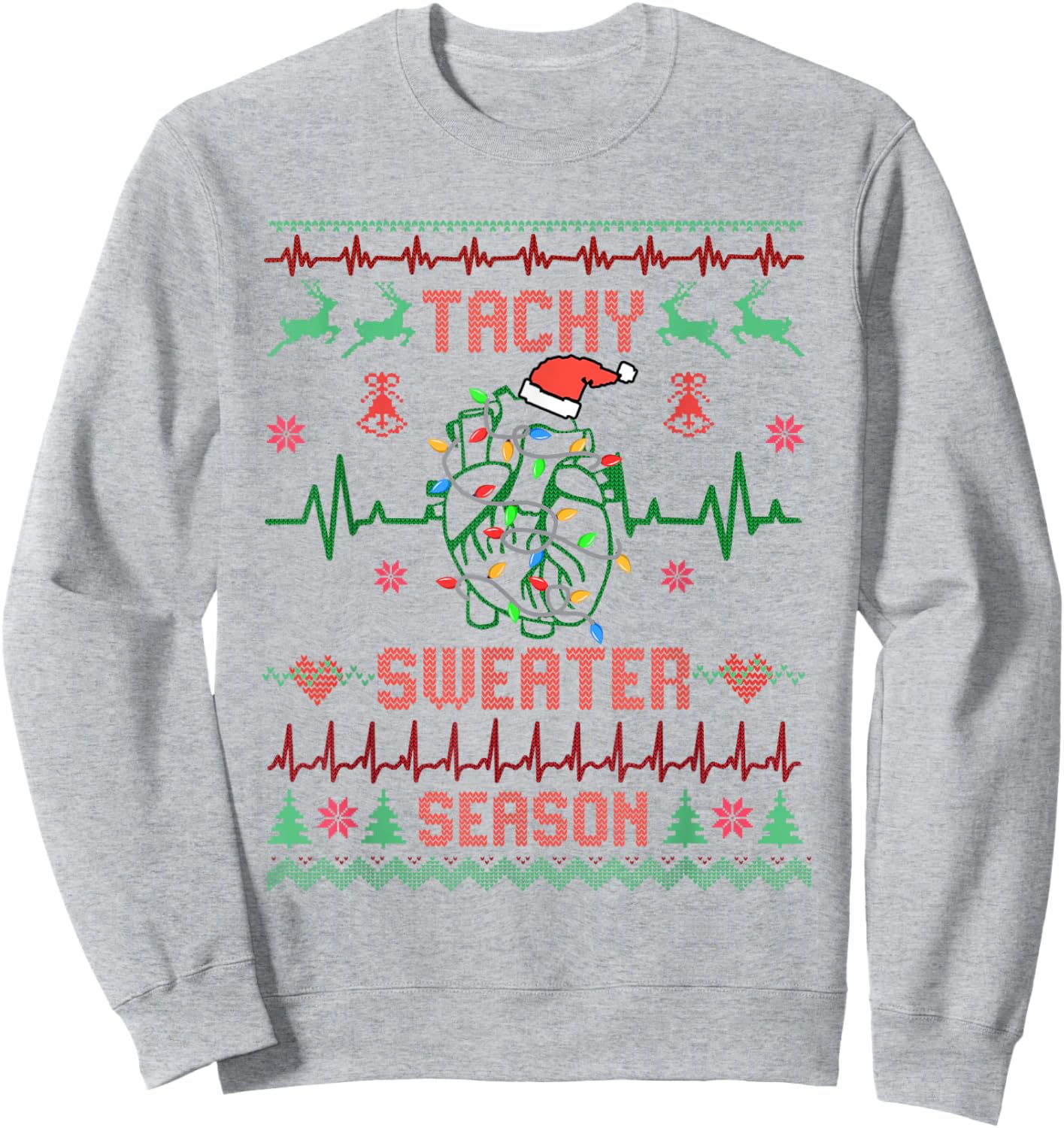 Medical Surgical Telemetry Christmas Nurse Tele Tech EKG Sweatshirt - Sweatshirt | Ash
