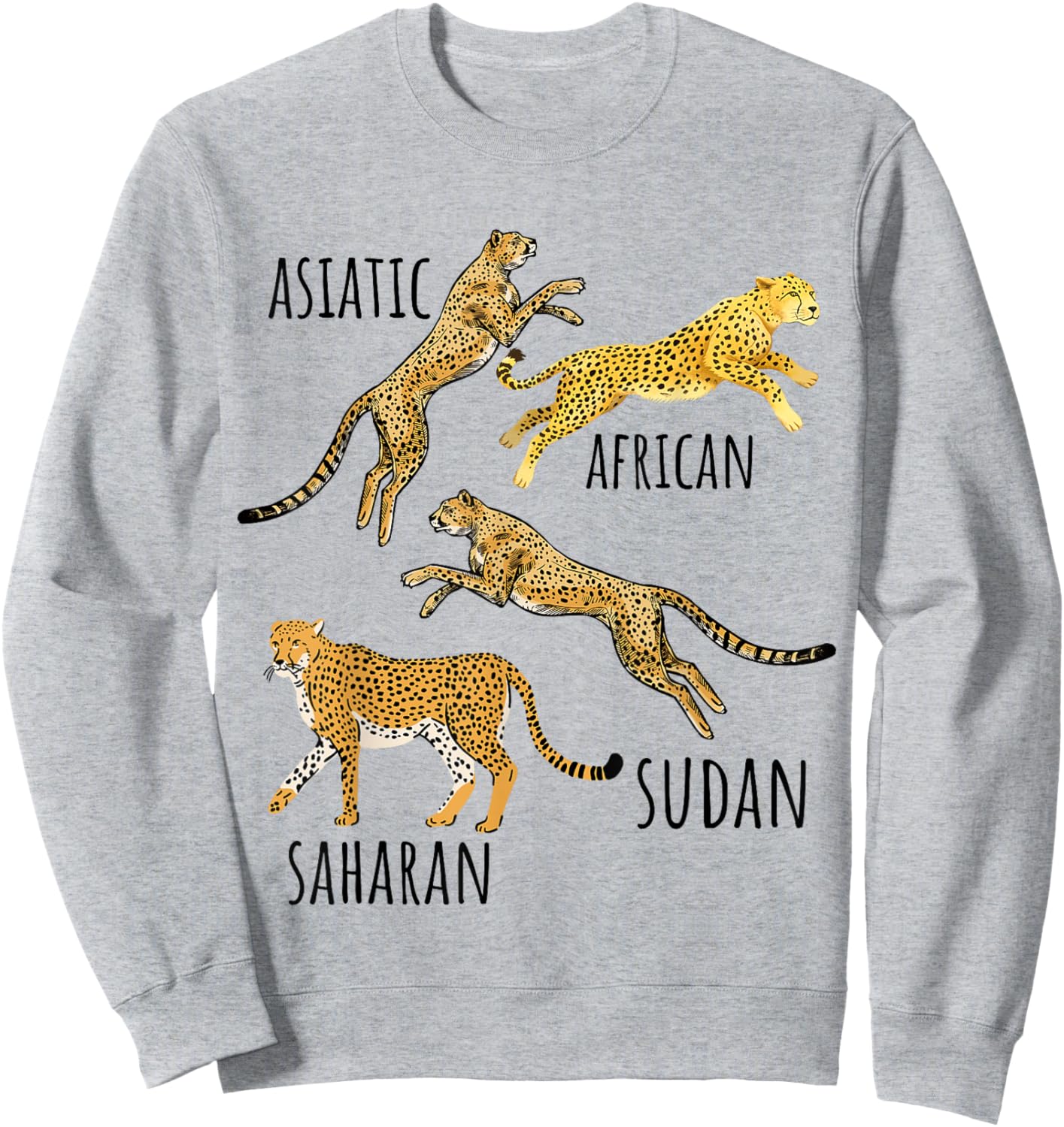 Type of Cheetahs Breeds Collection, Cheetah Print, Big Cat Men Women Kids Sweatshirt - Sweatshirt | Ash