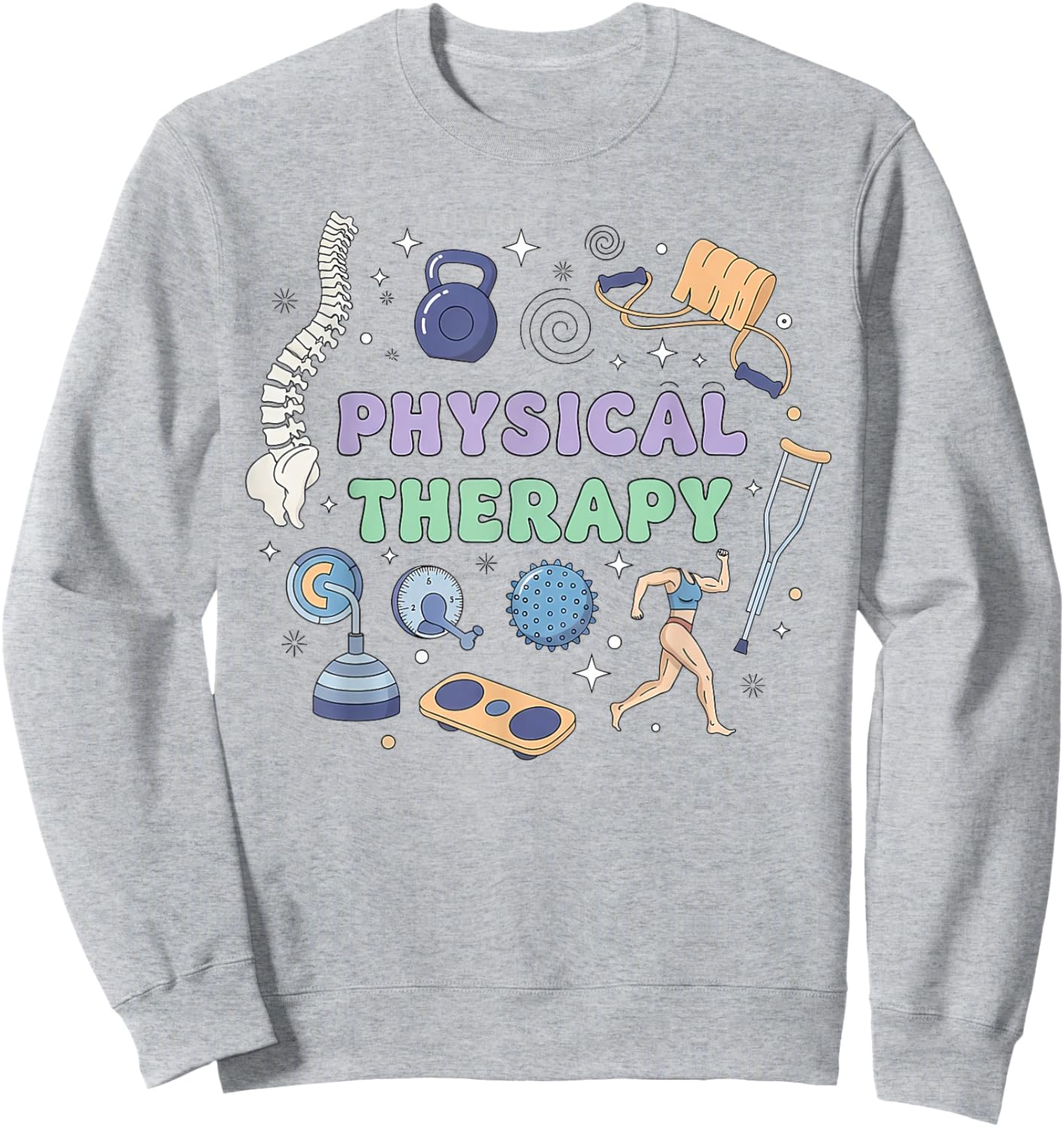 Physical Therapy PTA Retro Groovy PT Exercise DPT Therapist Sweatshirt - Sweatshirt | Ash