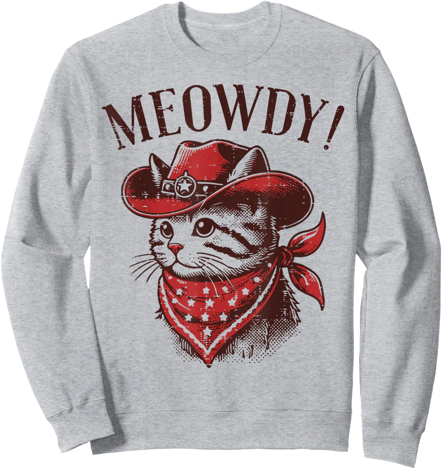 Cat Cowboy Face Meowdy Kitten Kitty Western Women Men Kids Sweatshirt - Sweatshirt | Ash