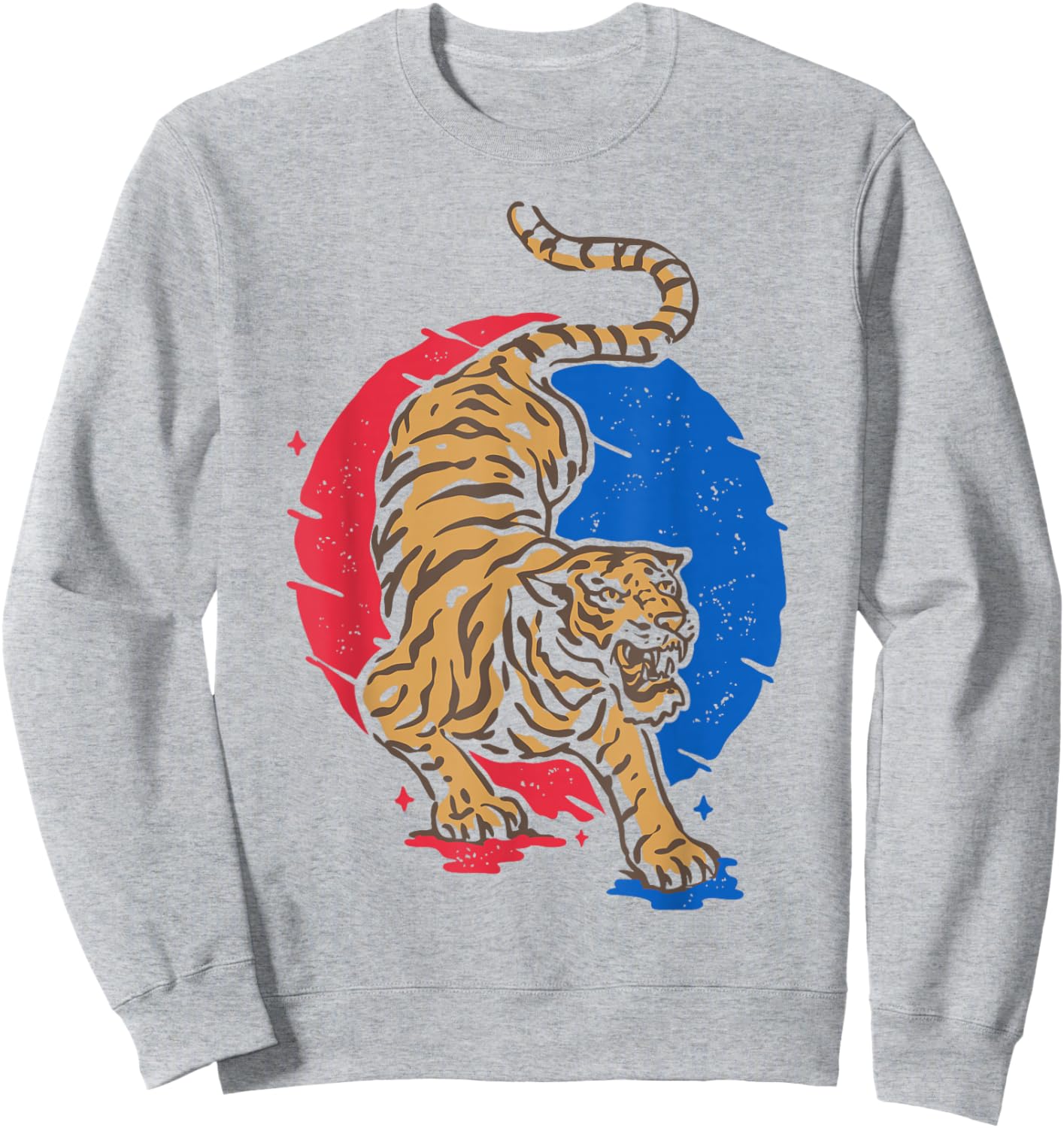 Korea Tiger Illustration - Hangul South Korean Gift Sweatshirt - Sweatshirt | Ash