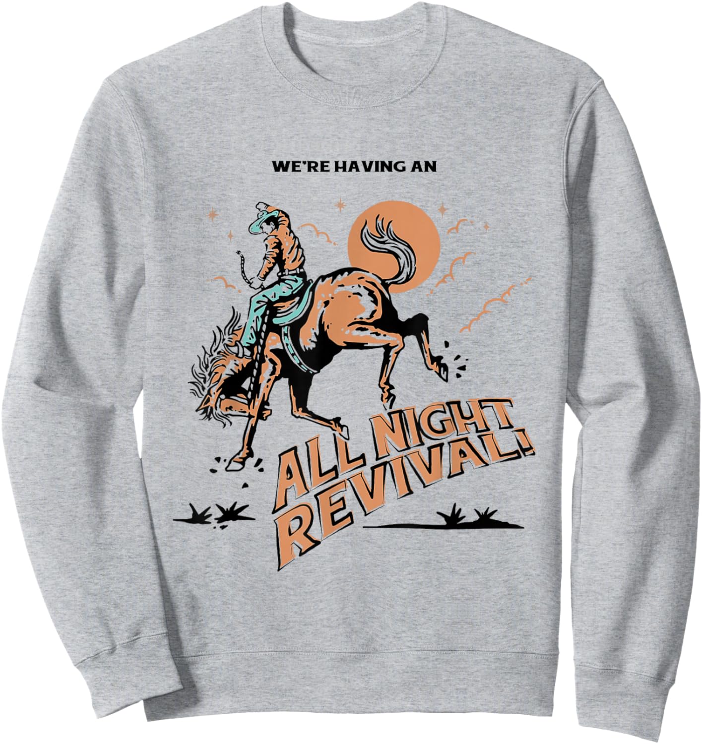 All Night Revival Cowboy Country Retro Sweatshirt - Sweatshirt | Ash