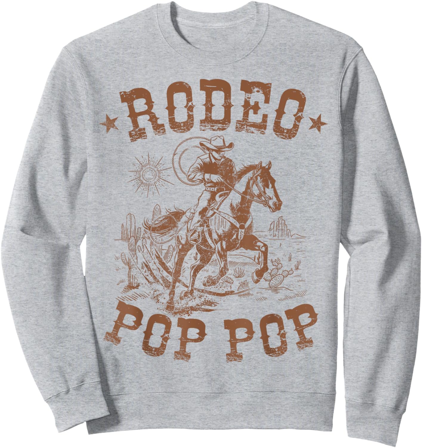Rodeo Pop Pop Western Cowboy Family Matching Father's Day Sweatshirt - Sweatshirt | Ash
