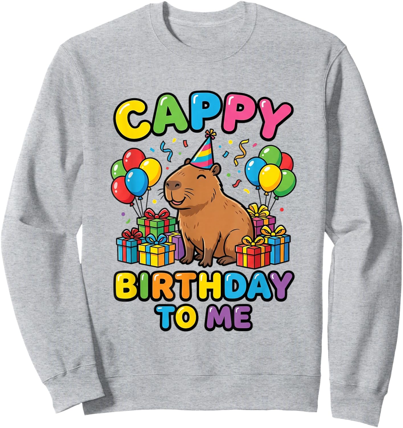Kawaii Capybara Birthday Girl Cute Animal Party Sweatshirt - Sweatshirt | Ash
