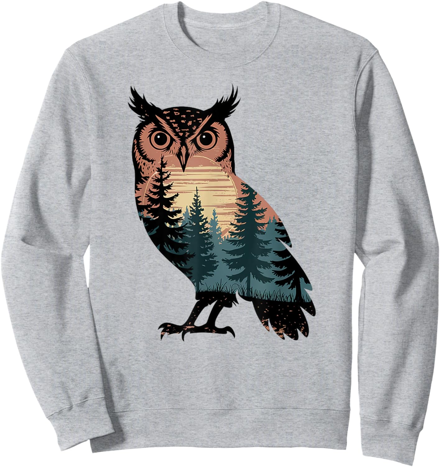 Owl Hunting Hiking Outdoor Camping Forest Men Women Owl Sweatshirt - Sweatshirt | Ash