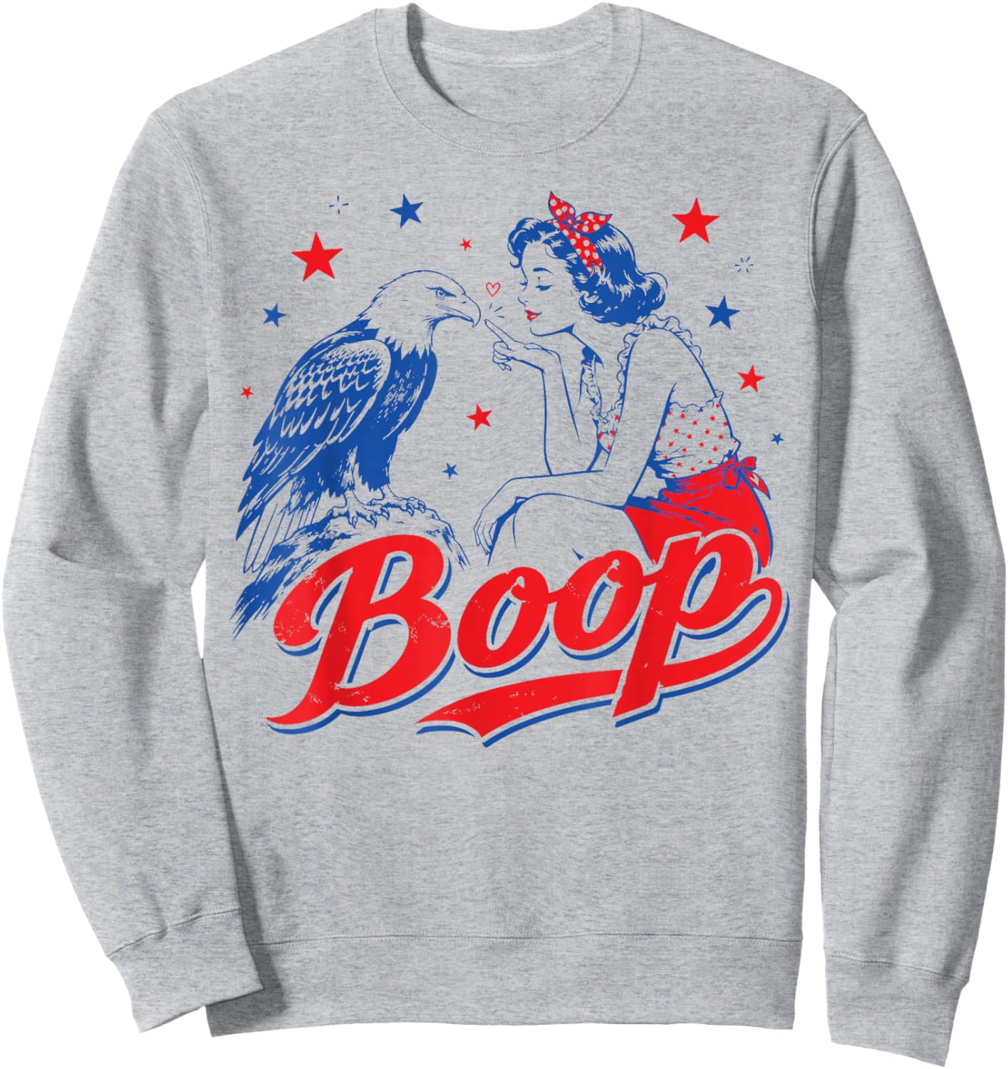 Funny Hand Boop Nose Girl Eagle Funny Patriotic 4th of July Sweatshirt - Sweatshirt | Ash