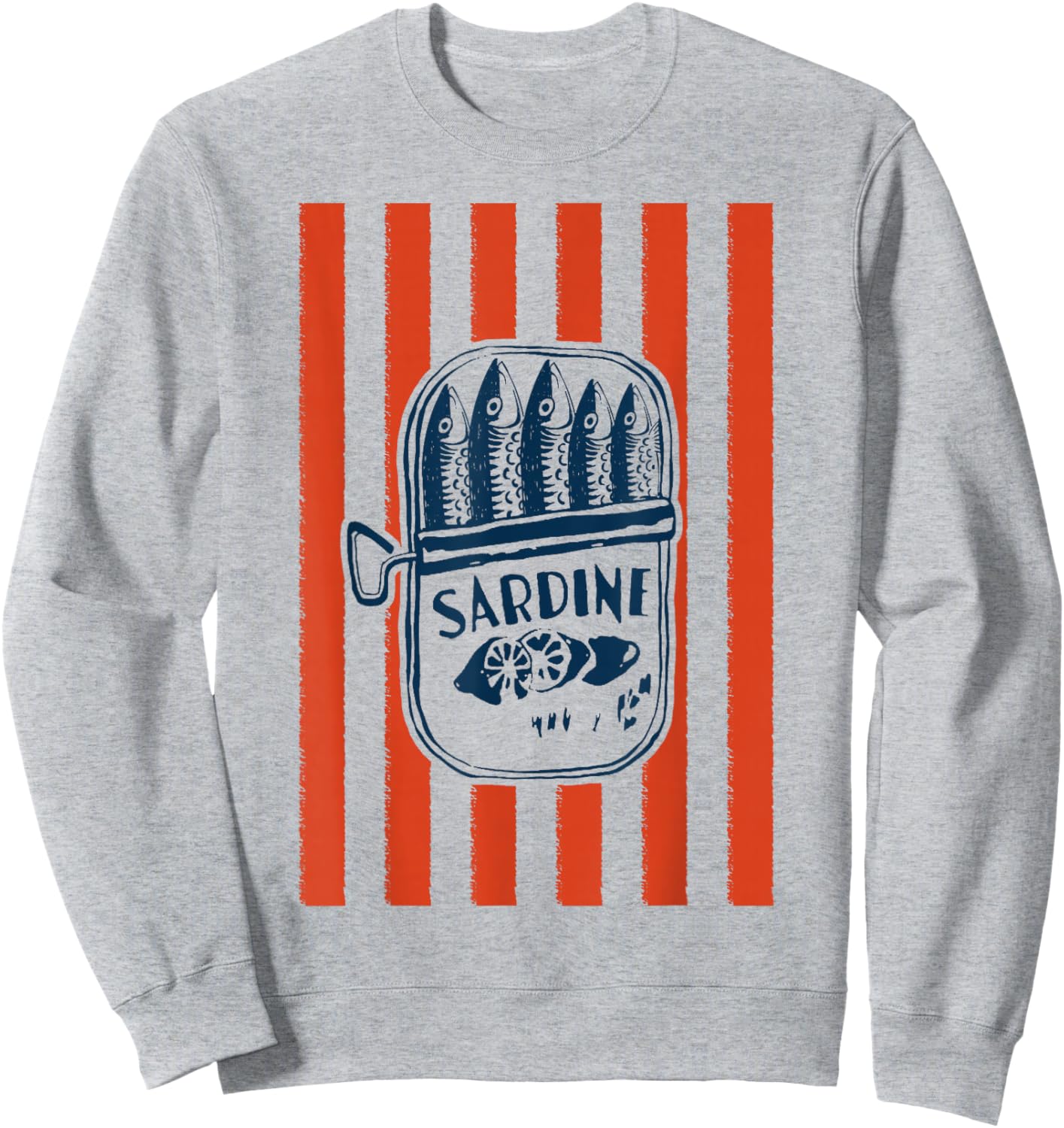 Sardine Tinned Fish Striped Summer Vibes Fishermen Coastal Sweatshirt - Sweatshirt | Ash