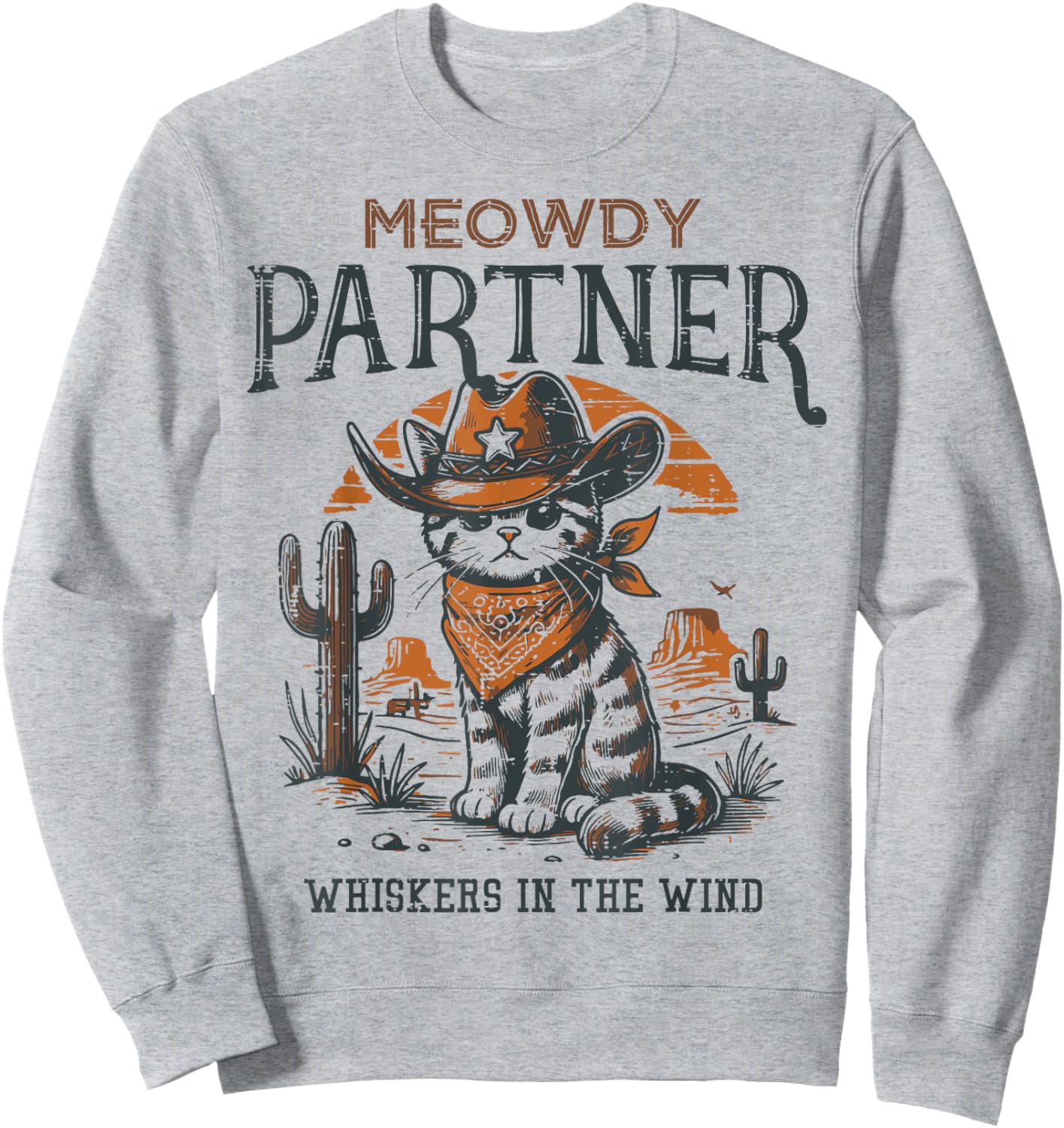 Cowboy Cat Meowdy Partner Vintage Howdy Kitten Women Men Kid Sweatshirt - Sweatshirt | Ash
