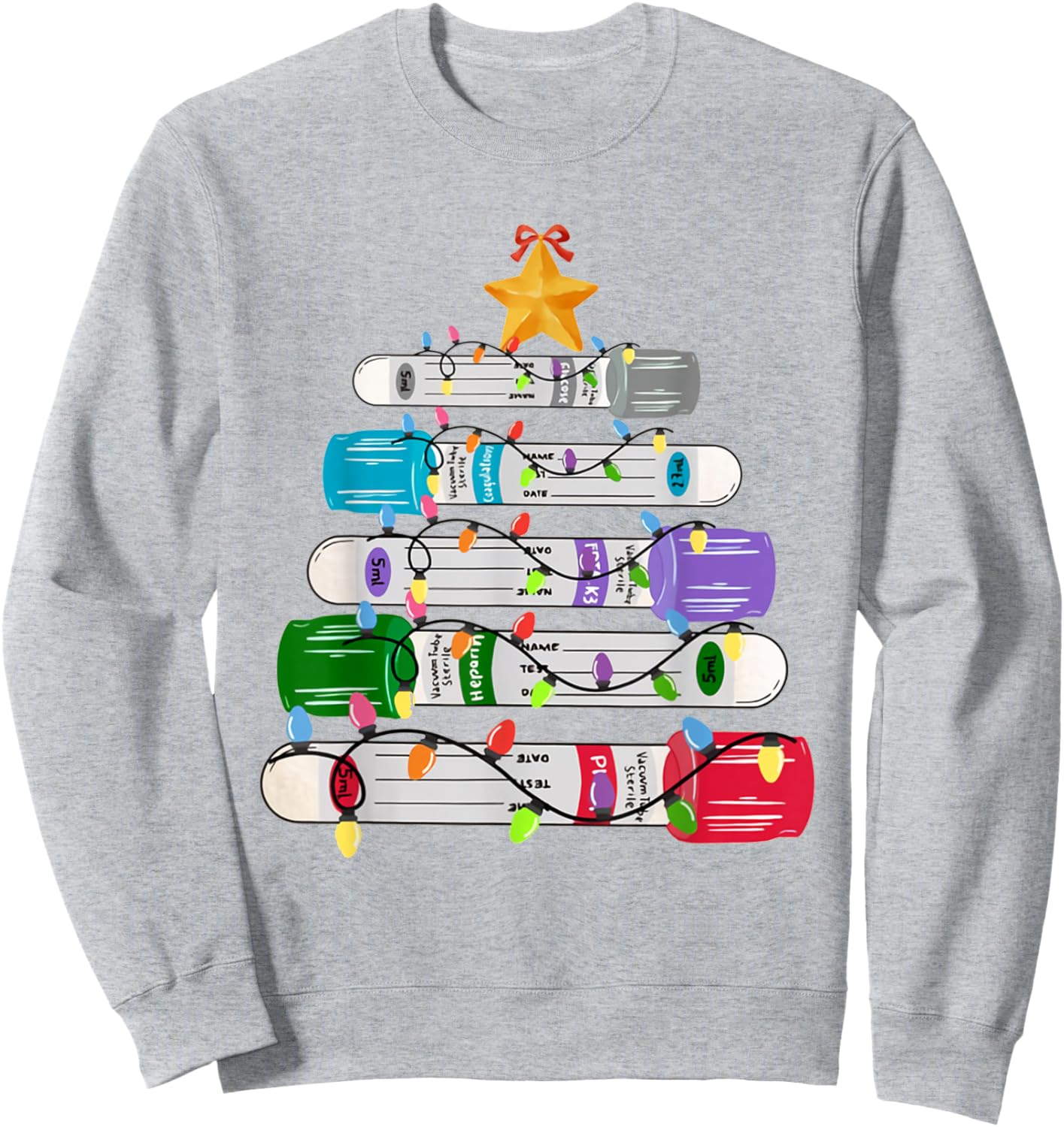 Test Tube Christmas Tree Phlebotomy Lab Scientist Lab Techs Sweatshirt - Sweatshirt | Ash