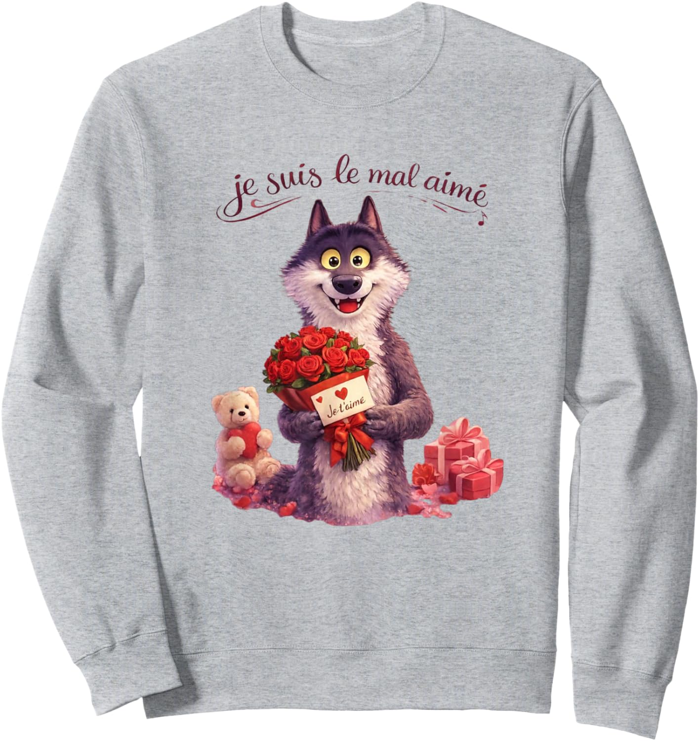 Wolf Le Mal Aimé Valentine's Day Gift Woman Man Sweatshirt - Sweatshirt | Ash