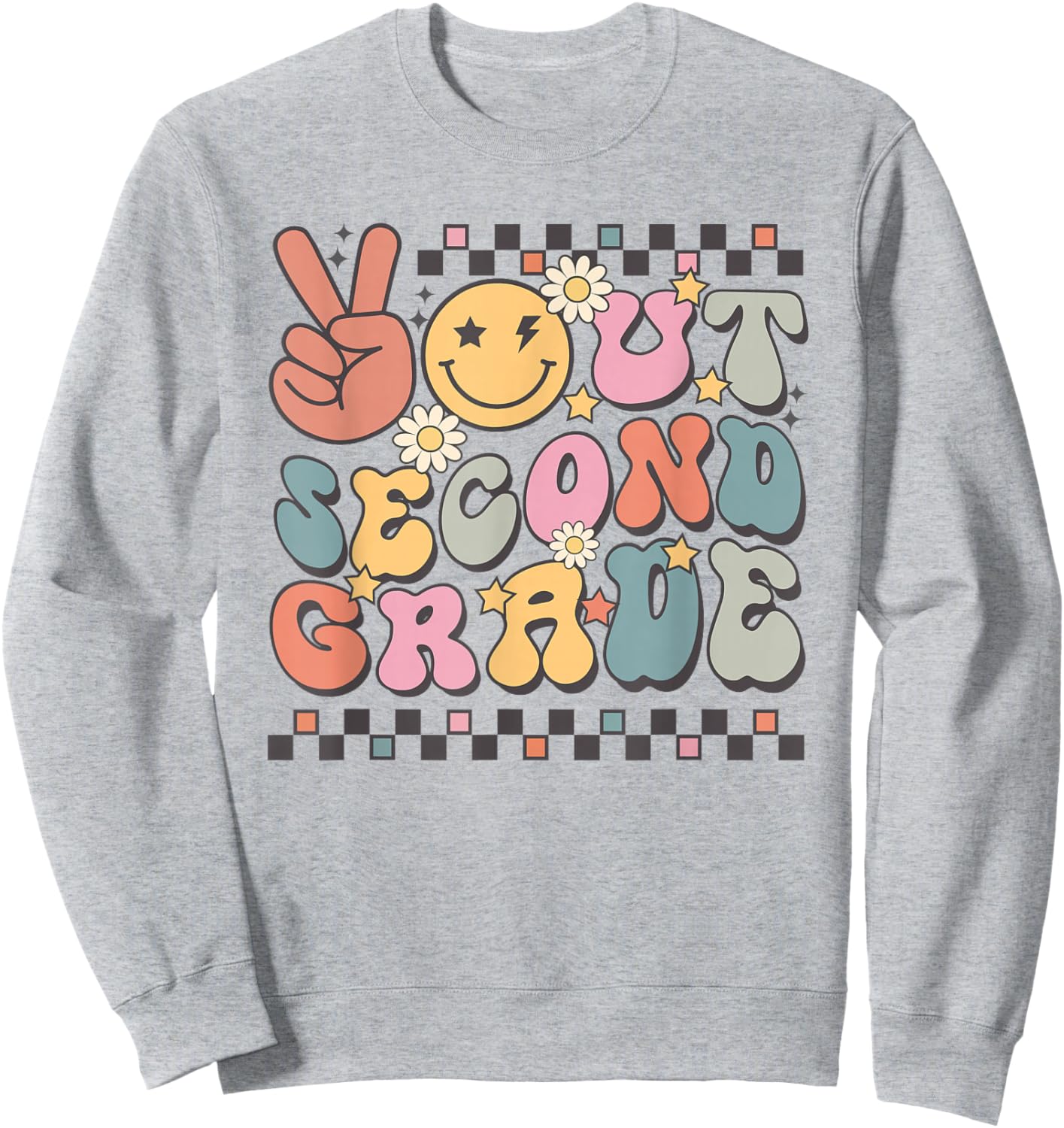 Last Day Of 2nd Grade Smile Face Peace Out Second Grade Sweatshirt - Sweatshirt | Ash