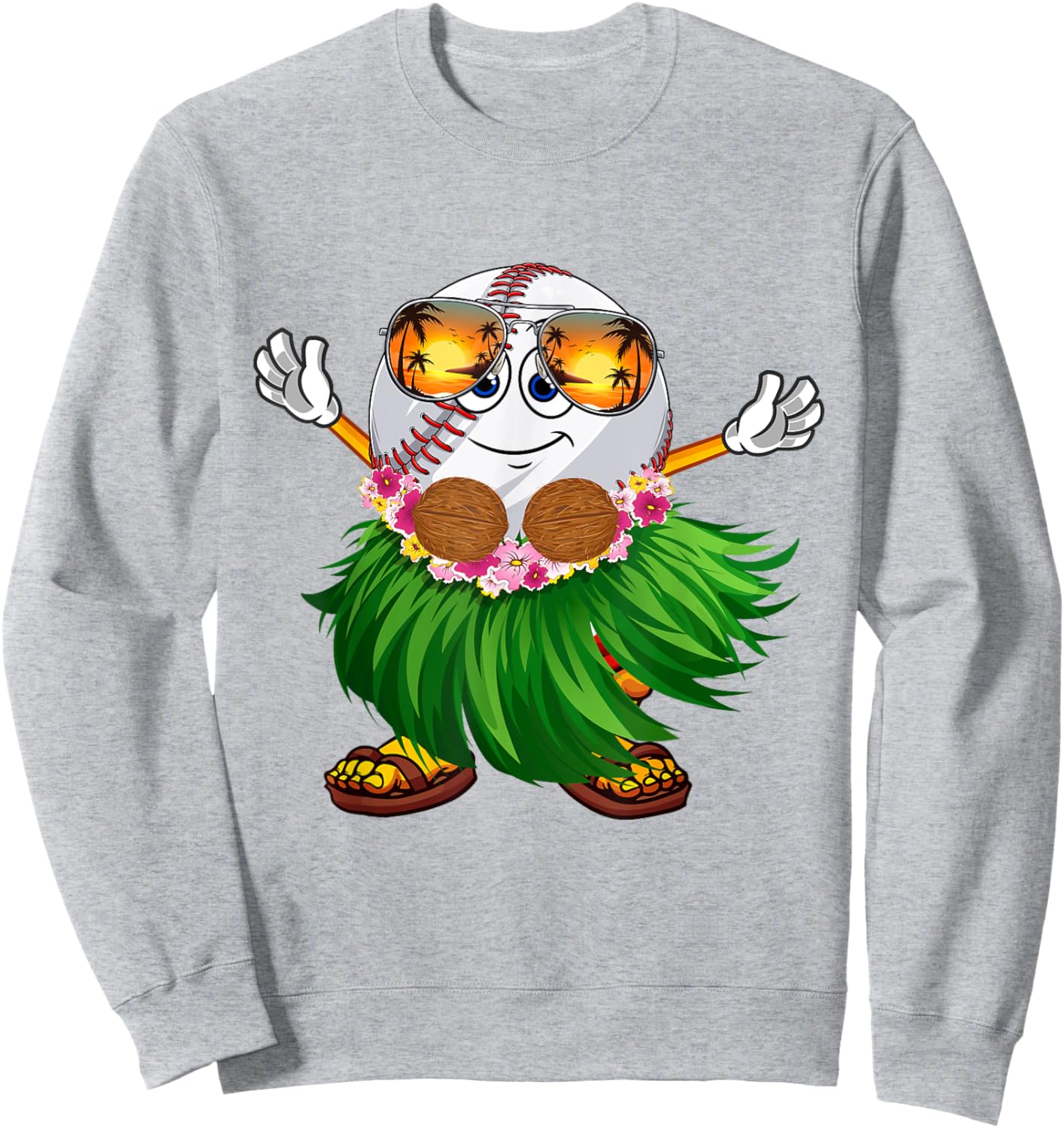 Funny Hawaii Baseball Ball Hawaiian Tropical Summer Vacation Women Kids Sweatshirt - Sweatshirt | Ash