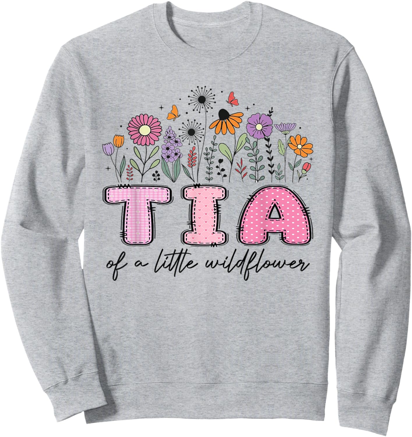 Tia of The Little Wildflower Pink Floral Birthday Girl Sweatshirt - Sweatshirt | Ash