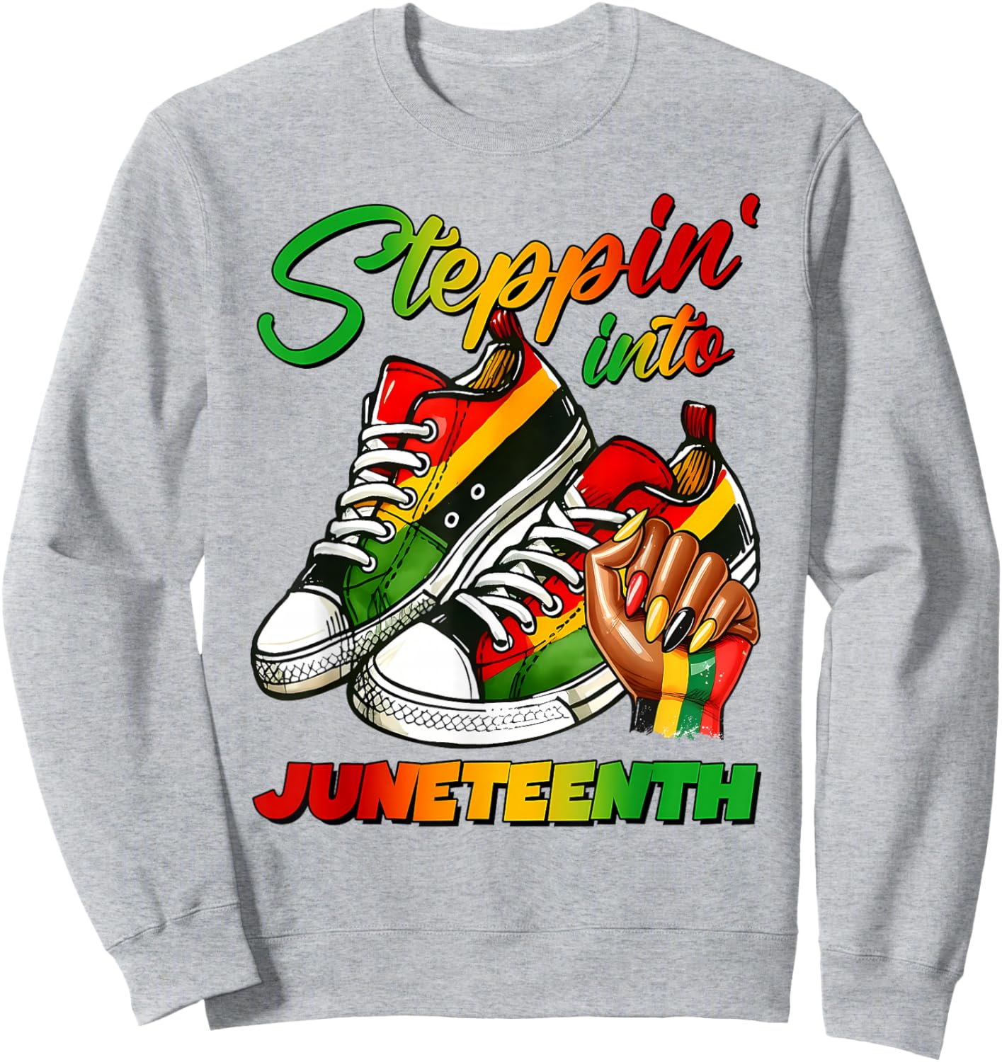 Steppin' Into Juneteenth 1865 Black History Women Girl Queen Sweatshirt - Sweatshirt | Ash