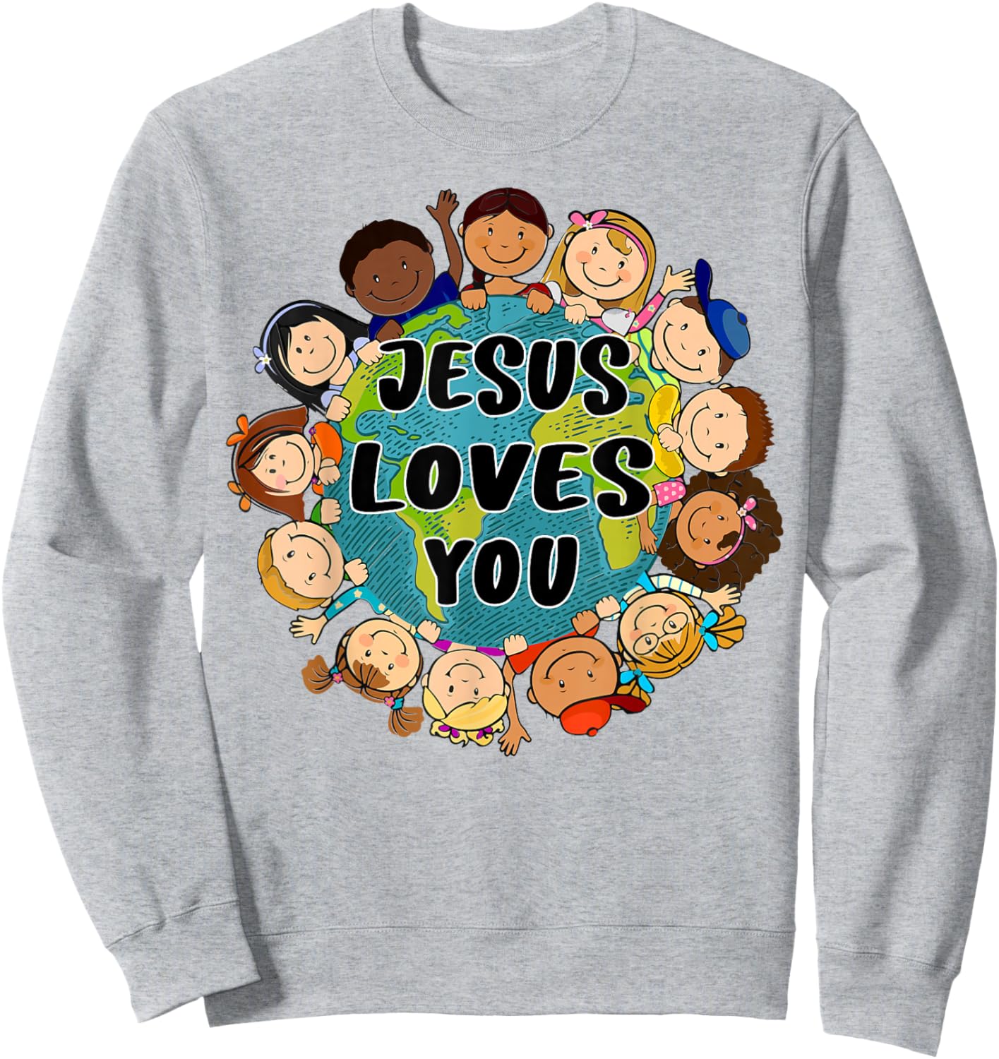 Christian Faith Jesus Loves You Boys Women Kids Girls Sweatshirt - Sweatshirt | Ash