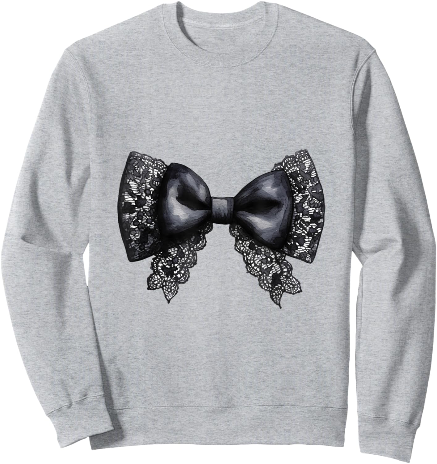 Black Lace Bow Design Girly Sweatshirt - Sweatshirt | Ash