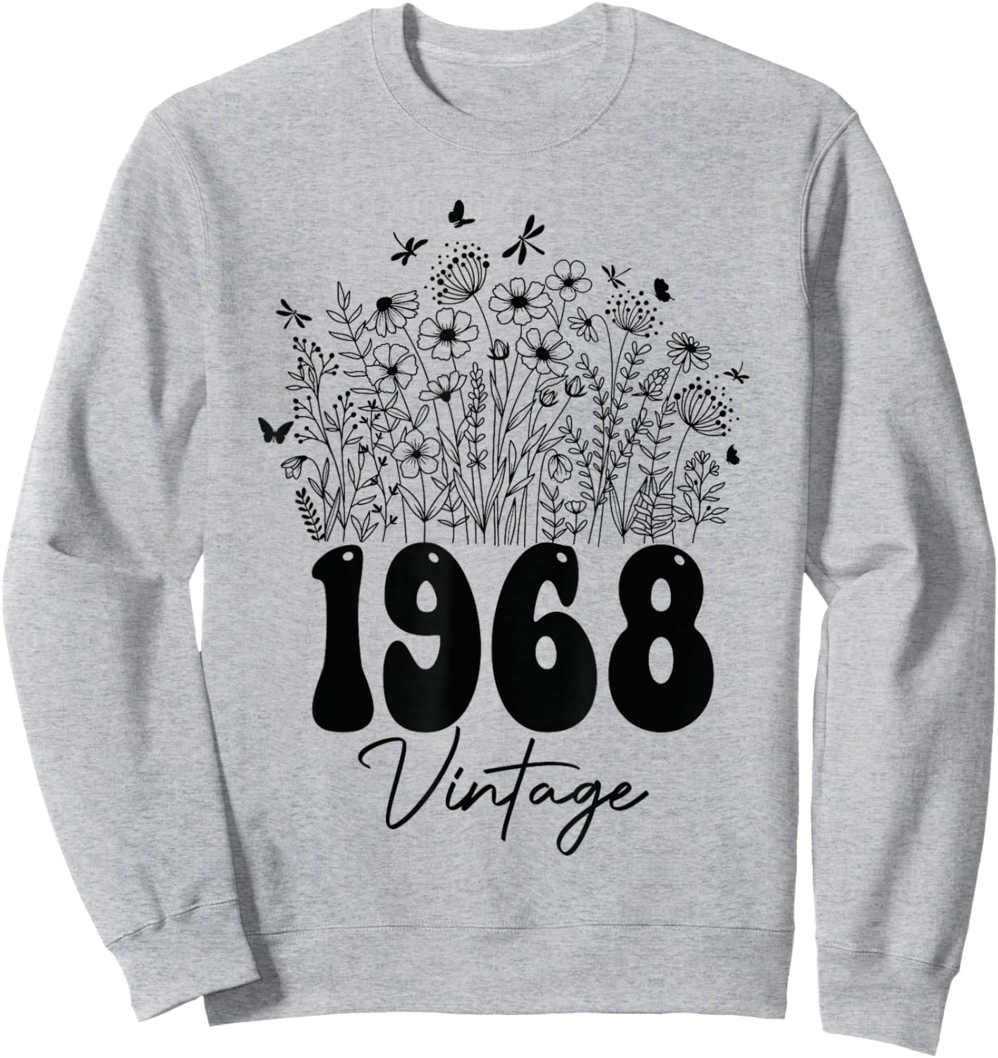 57 Years Old Vintage 1968 57th Women Birthday Wildflower Sweatshirt - Sweatshirt | Ash