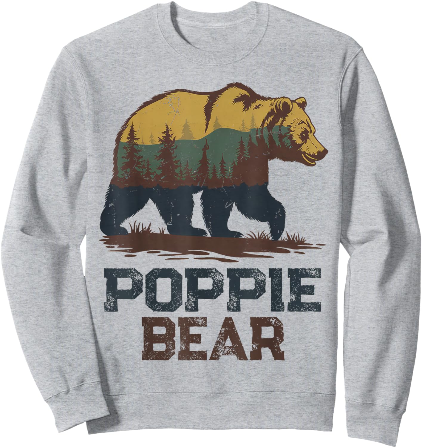 Poppie Bear Father's Day Vintage Birthday Christmas Poppie Sweatshirt - Sweatshirt | Ash