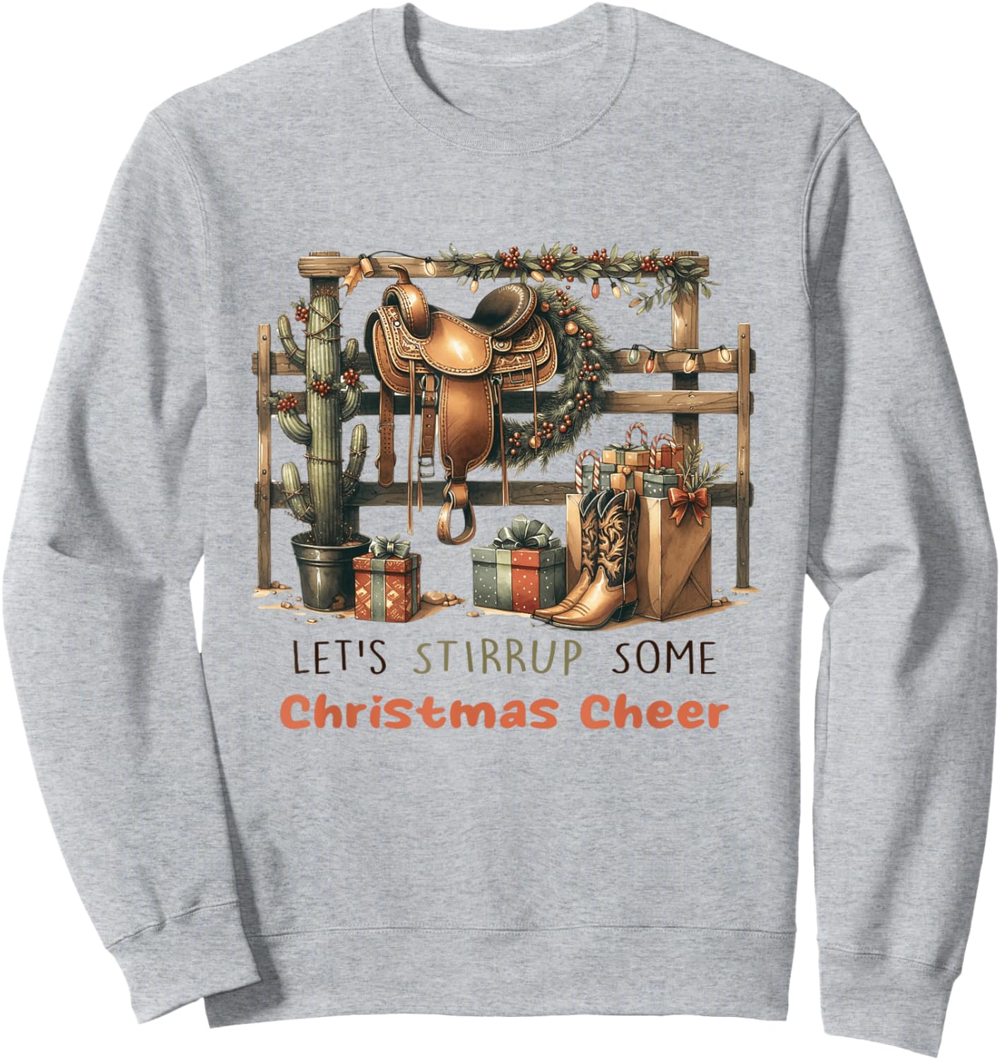 Funny Horse Lets Stirrup Some Christmas Cheer Sweatshirt - Sweatshirt | Ash