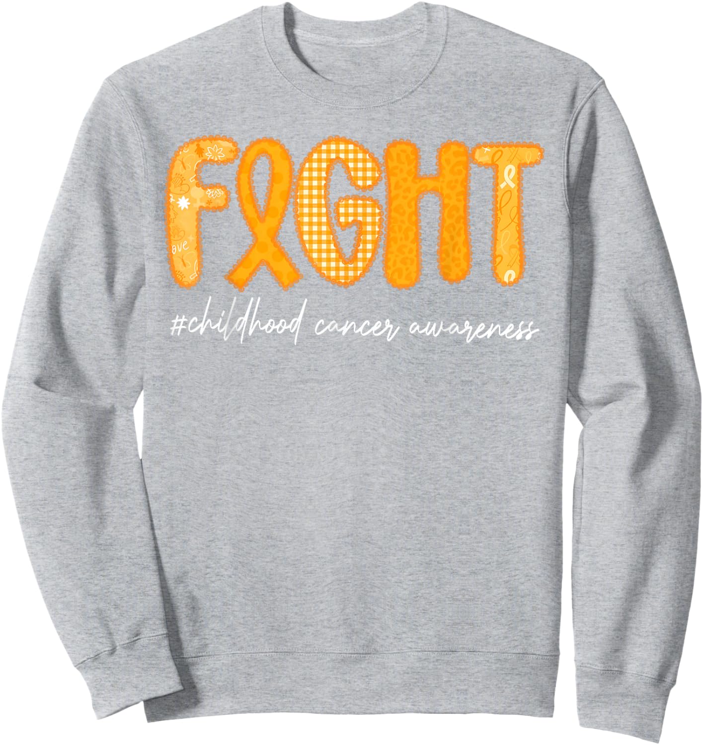 Preppy Fight Childhood Cancer Awareness Support Warrior Gold Sweatshirt - Sweatshirt | Ash