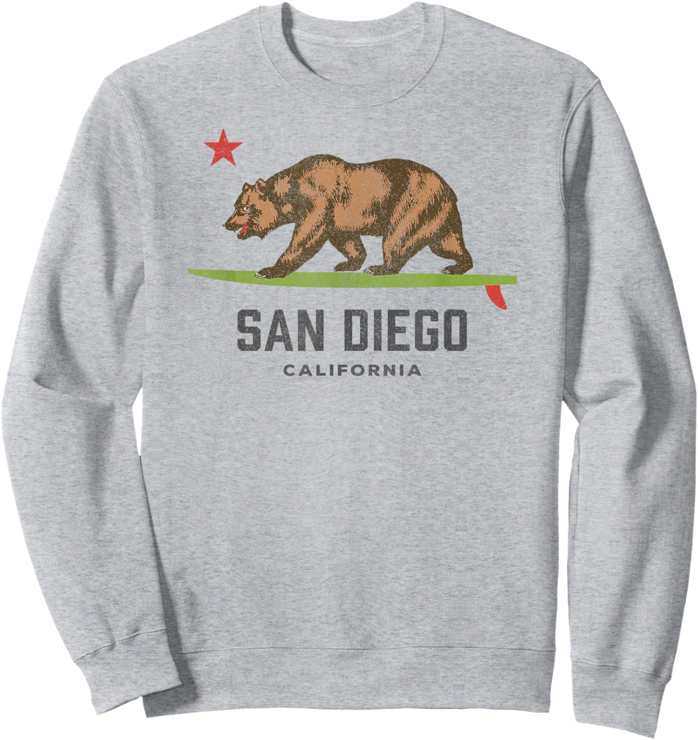 Vintage San Diego California Bear Surfing Boys Girls Beach Sweatshirt - Sweatshirt | Ash