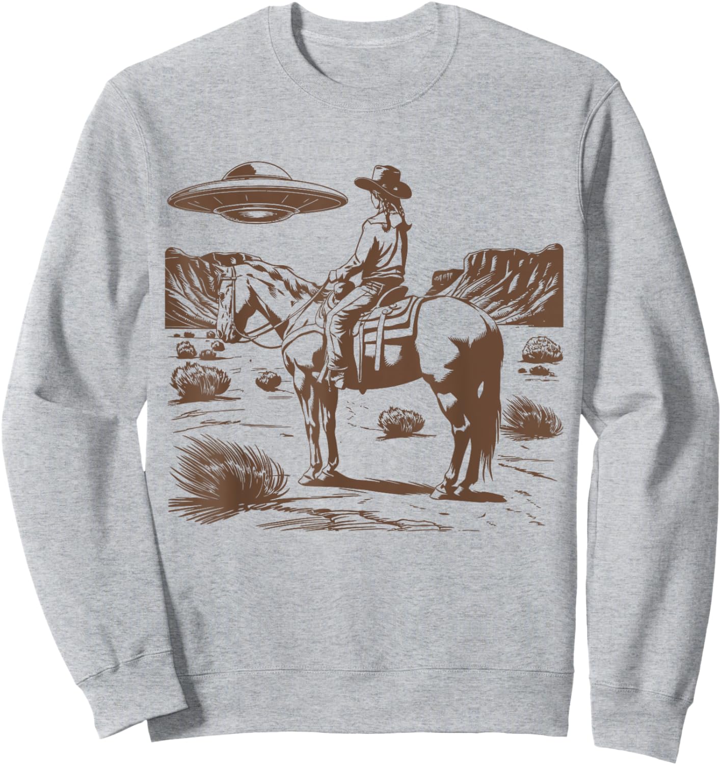 Ufo Western Alien Retro Vintage 90s Funny Rodeo Cowgirl Mom Sweatshirt - Sweatshirt | Ash