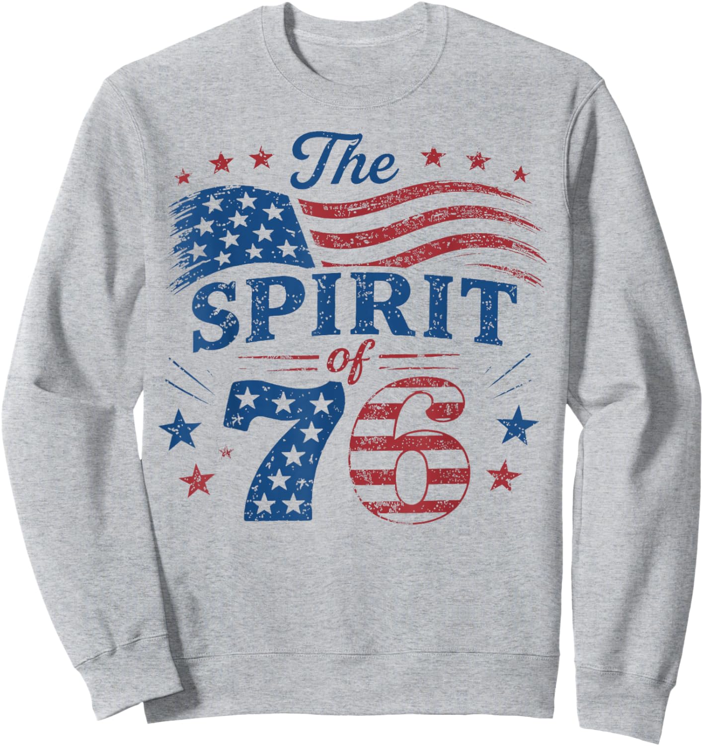 Retro Spirit of 76 250th Anniversary Patriotic American Flag Sweatshirt - Sweatshirt | Ash
