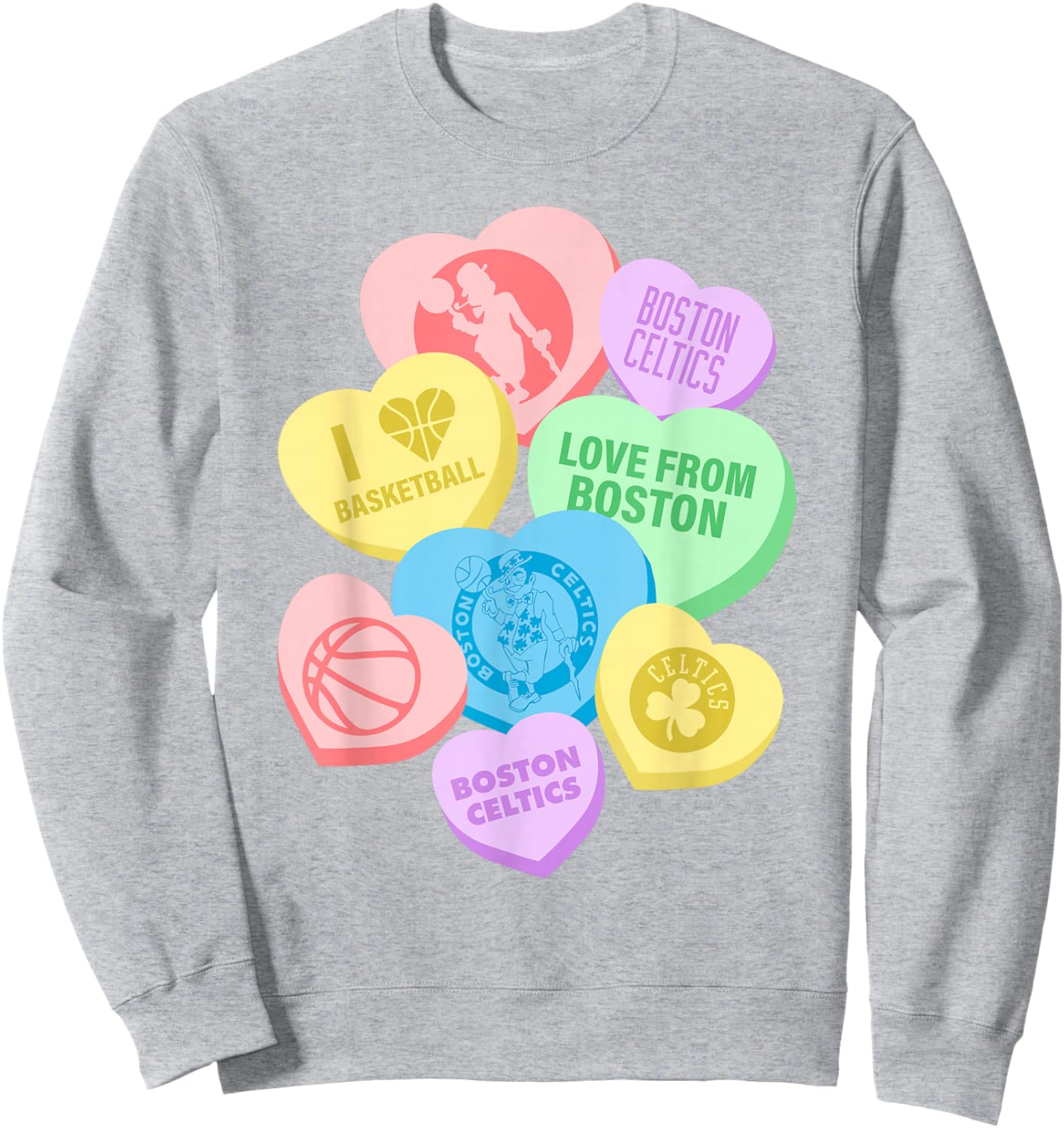 NBA Boston Celtics Valentine's Day Candy Hearts Sweatshirt - Sweatshirt | Ash