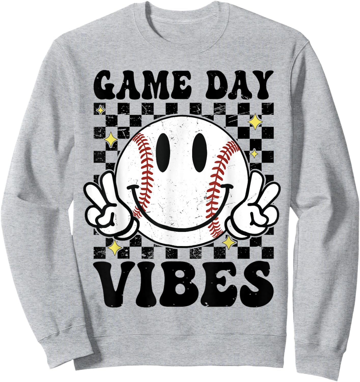 Game Day Vibes Smile Face Baseball Mama Baseball Girl Sweatshirt - Sweatshirt | Ash